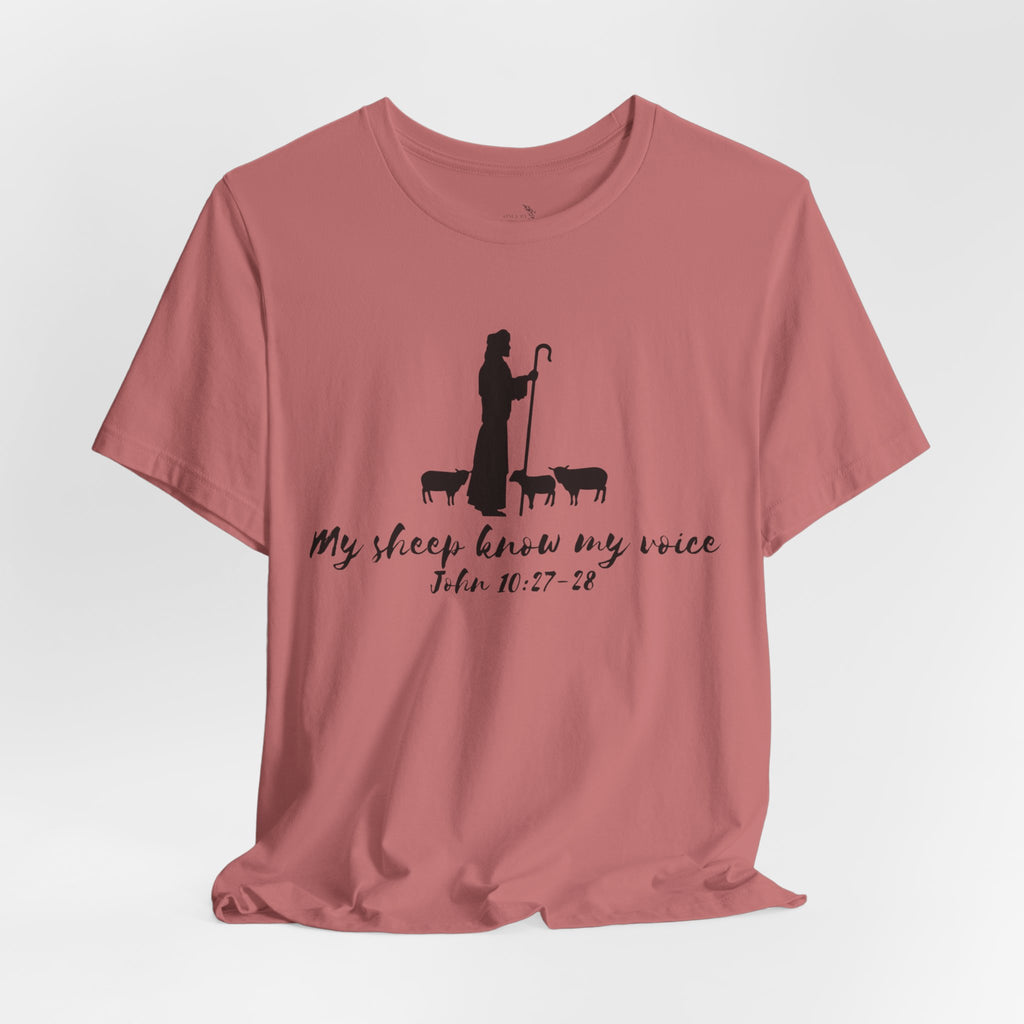 My Sheep Know My Voice shepherd silhouette T-Shirt | John 10:27 scripture