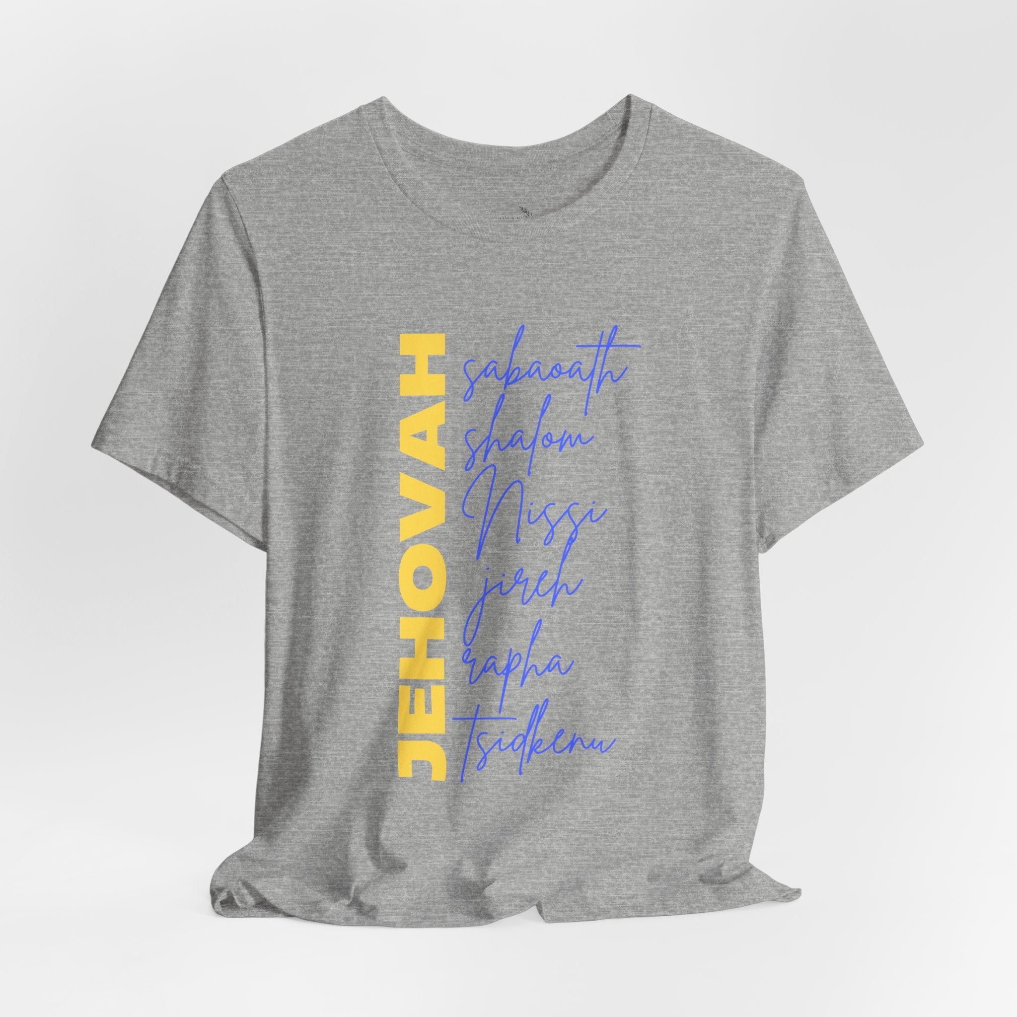Jehovah Vertical Script T-Shirt | Faith Typography Christian Tee
