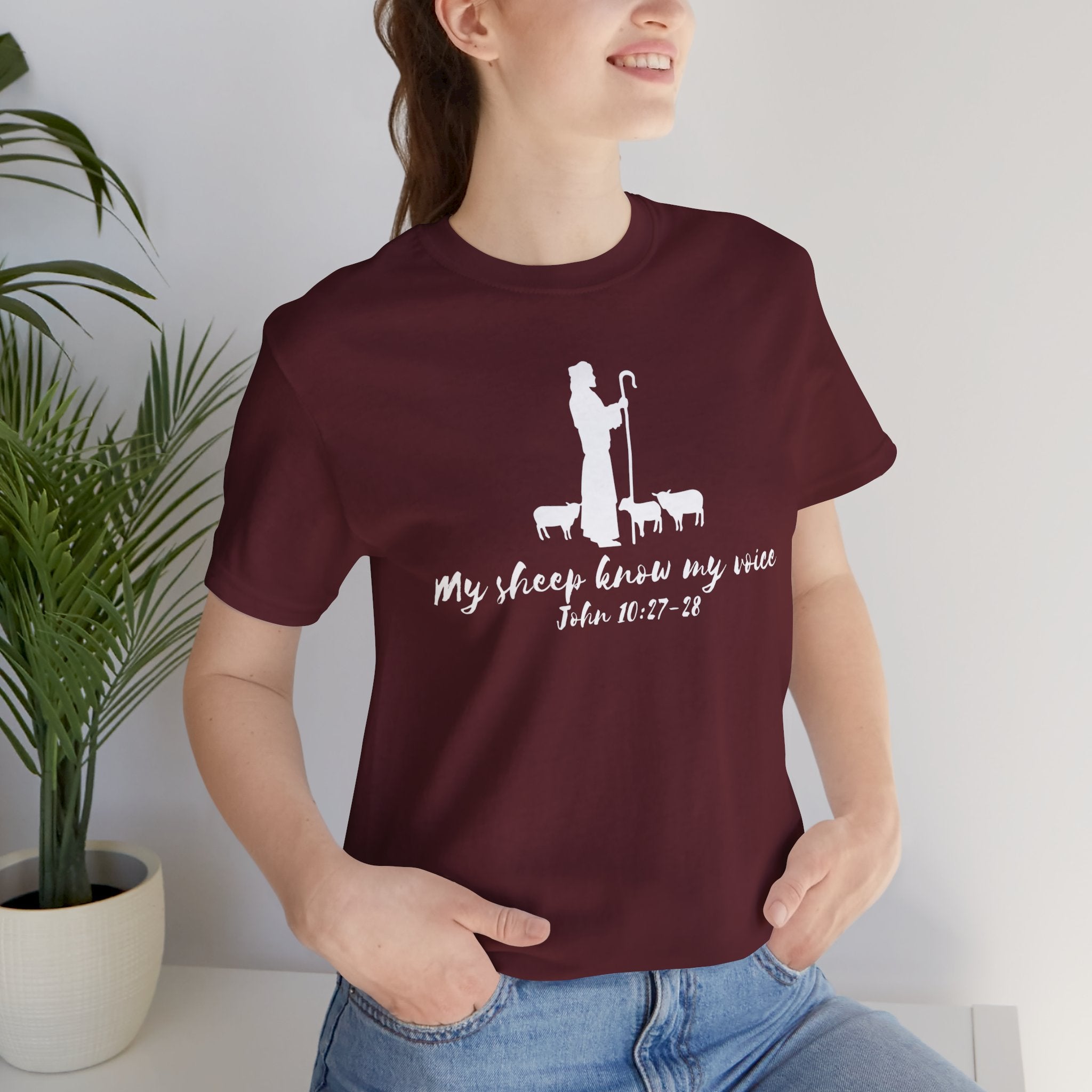 My Sheep Know My Voice shepherd silhouette T-Shirt | John 10:27 scripture