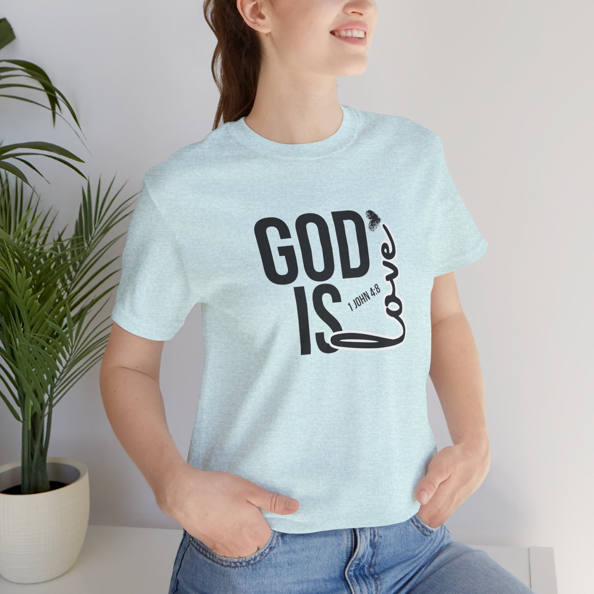 God Is Love T‑Shirt — Christian Faith Tee with Script Heart Design