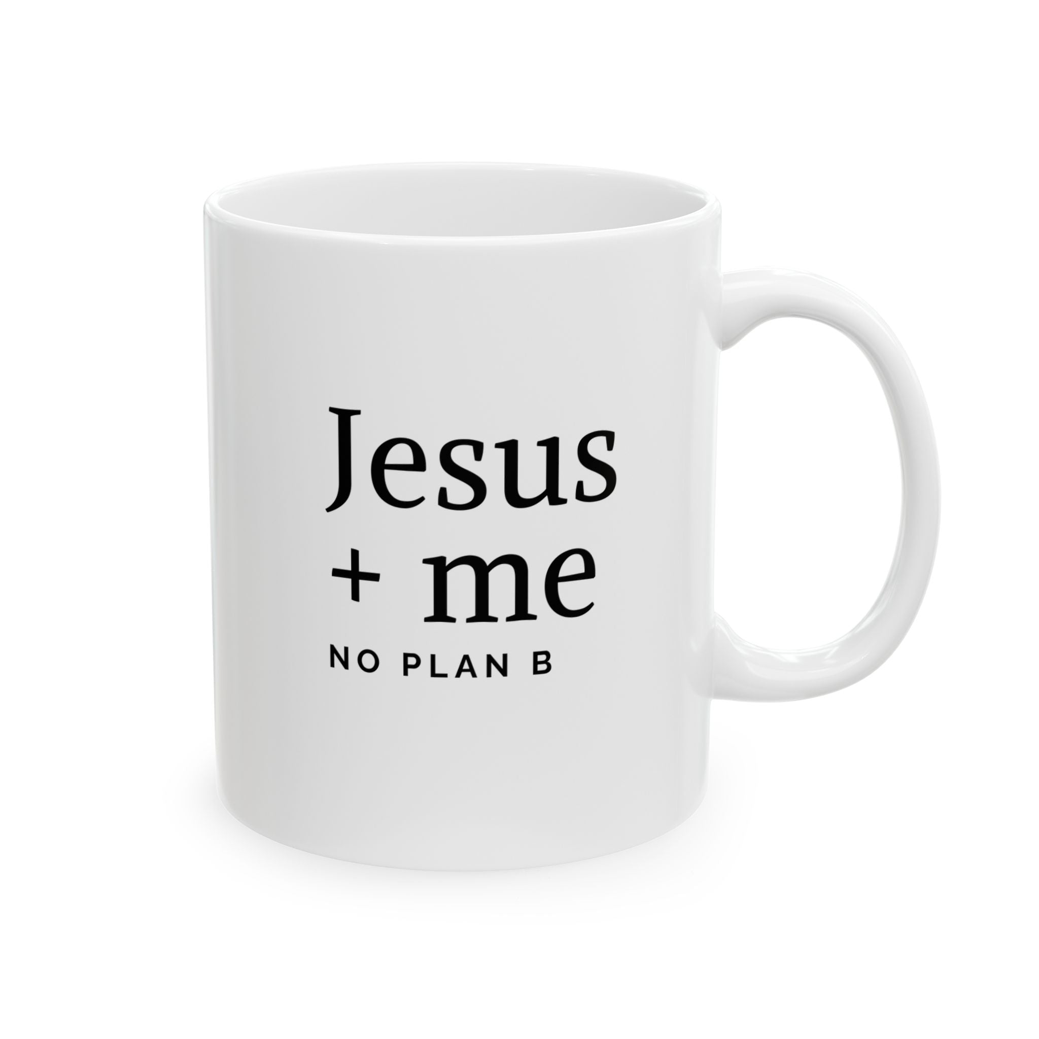 Faith Affirming Ceramic Mug – 'Jesus + Me' Minimalist Coffee Cup