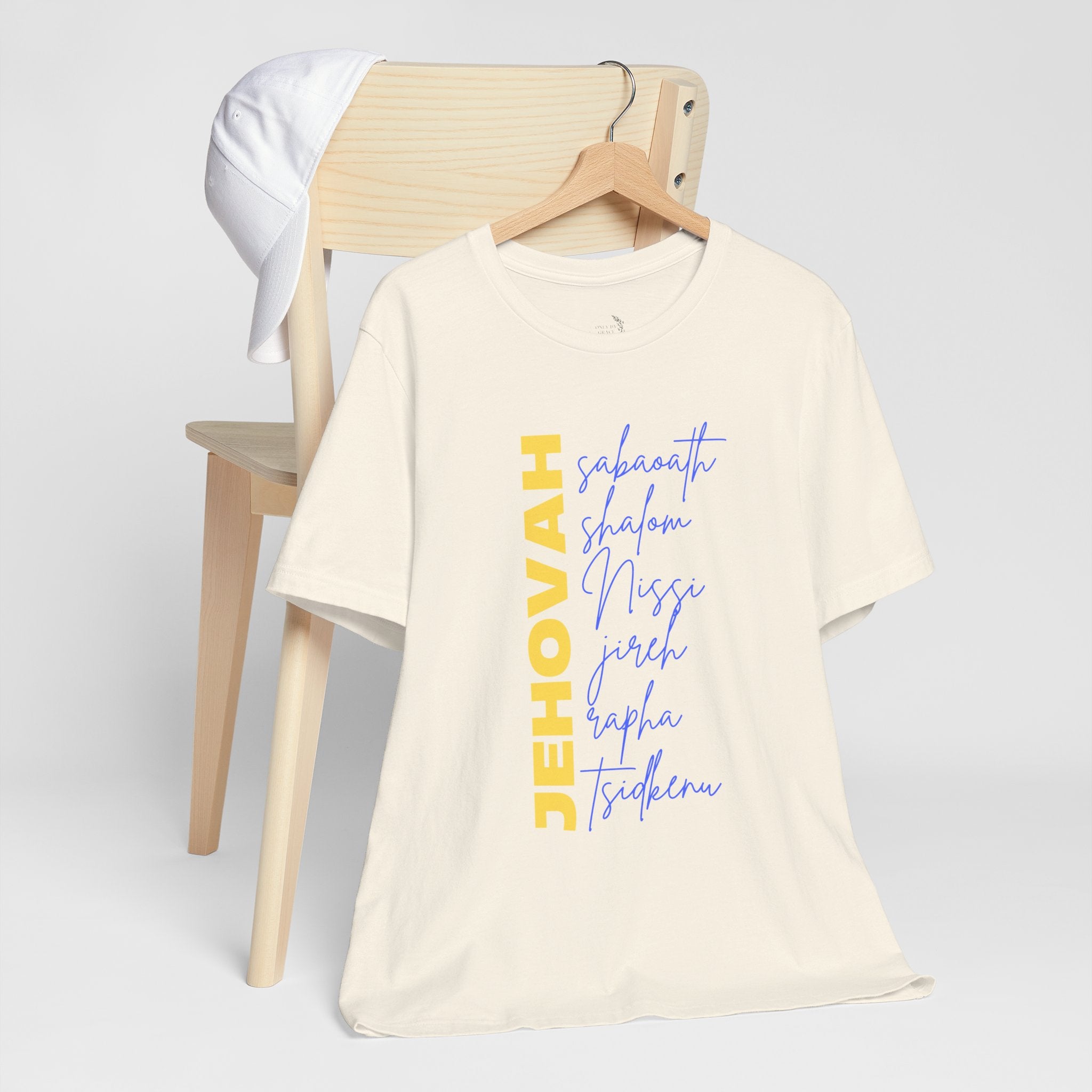 Jehovah Vertical Script T-Shirt | Faith Typography Christian Tee