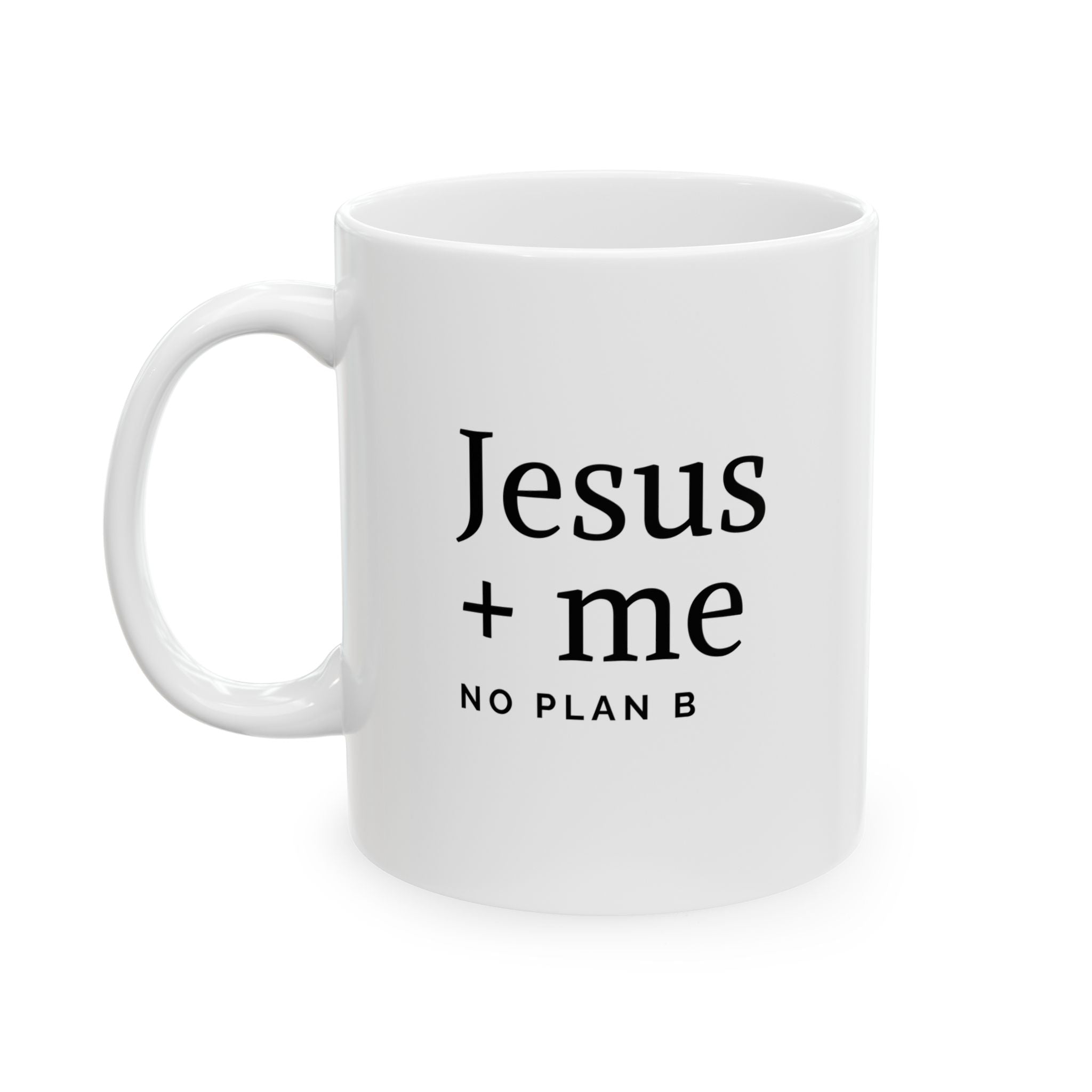 Faith Affirming Ceramic Mug – 'Jesus + Me' Minimalist Coffee Cup