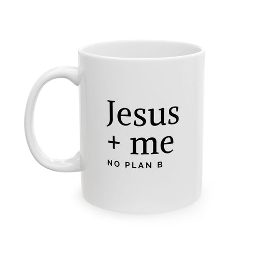 Faith Affirming Ceramic Mug – 'Jesus + Me' Minimalist Coffee Cup