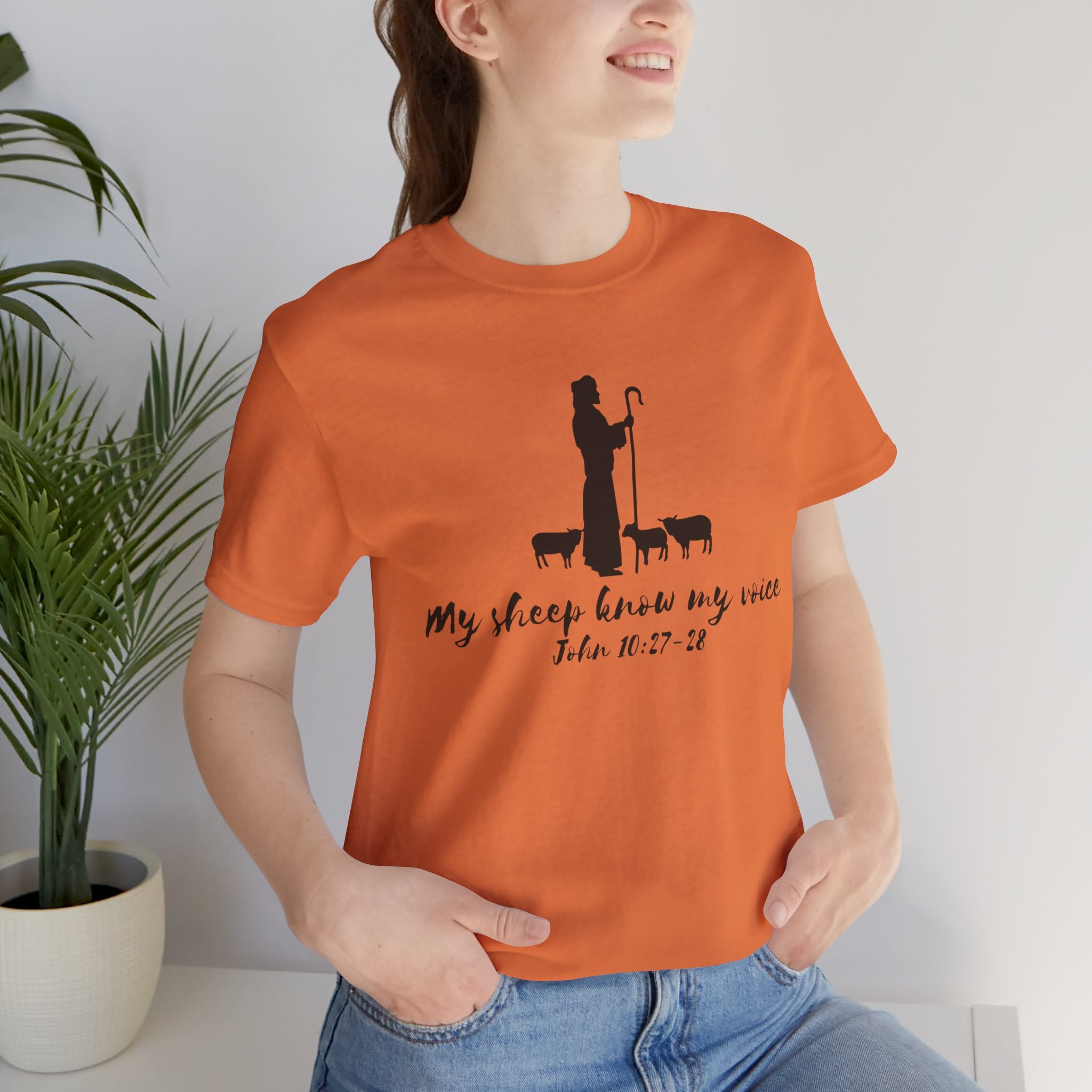 My Sheep Know My Voice shepherd silhouette T-Shirt | John 10:27 scripture