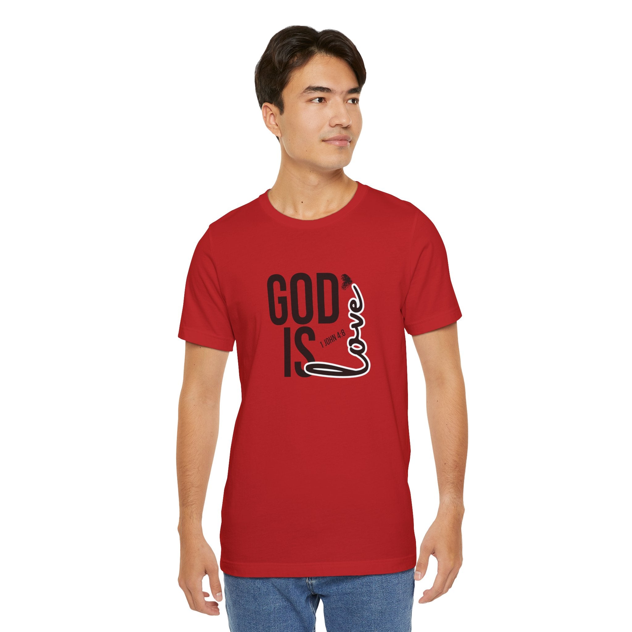 God Is Love T‑Shirt — Christian Faith Tee with Script Heart Design