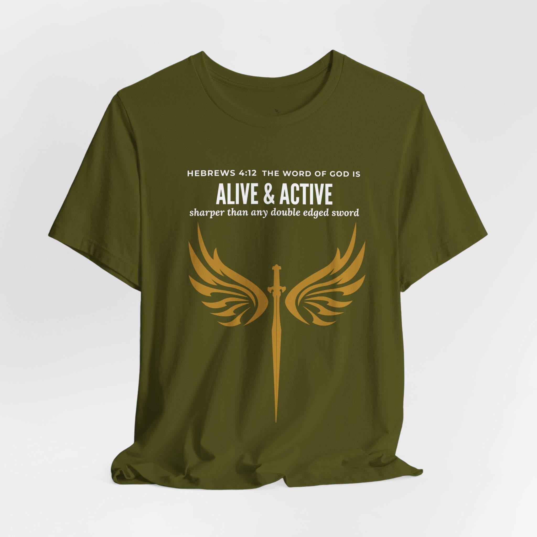 Alive & Active sword wings T-Shirt | Hebrews 4:12 scripture design
