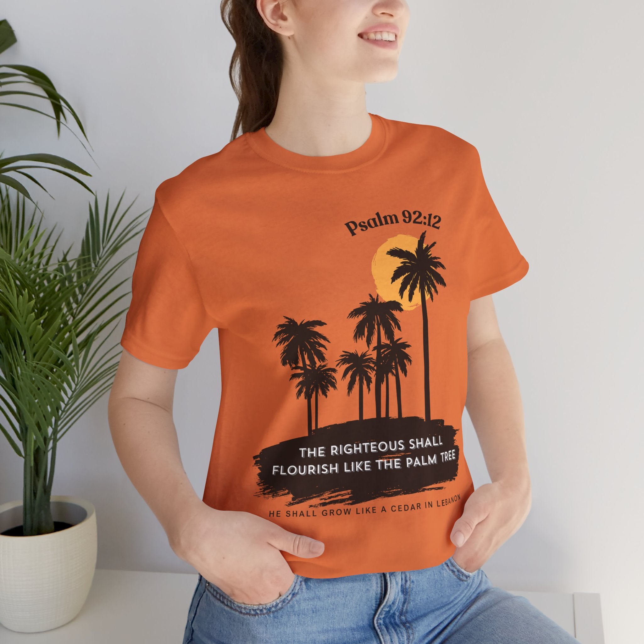 Psalm 92:12 Palm Tree Tee — "The Righteous Shall Flourish Like the Palm Tree" Christian T-Shirt