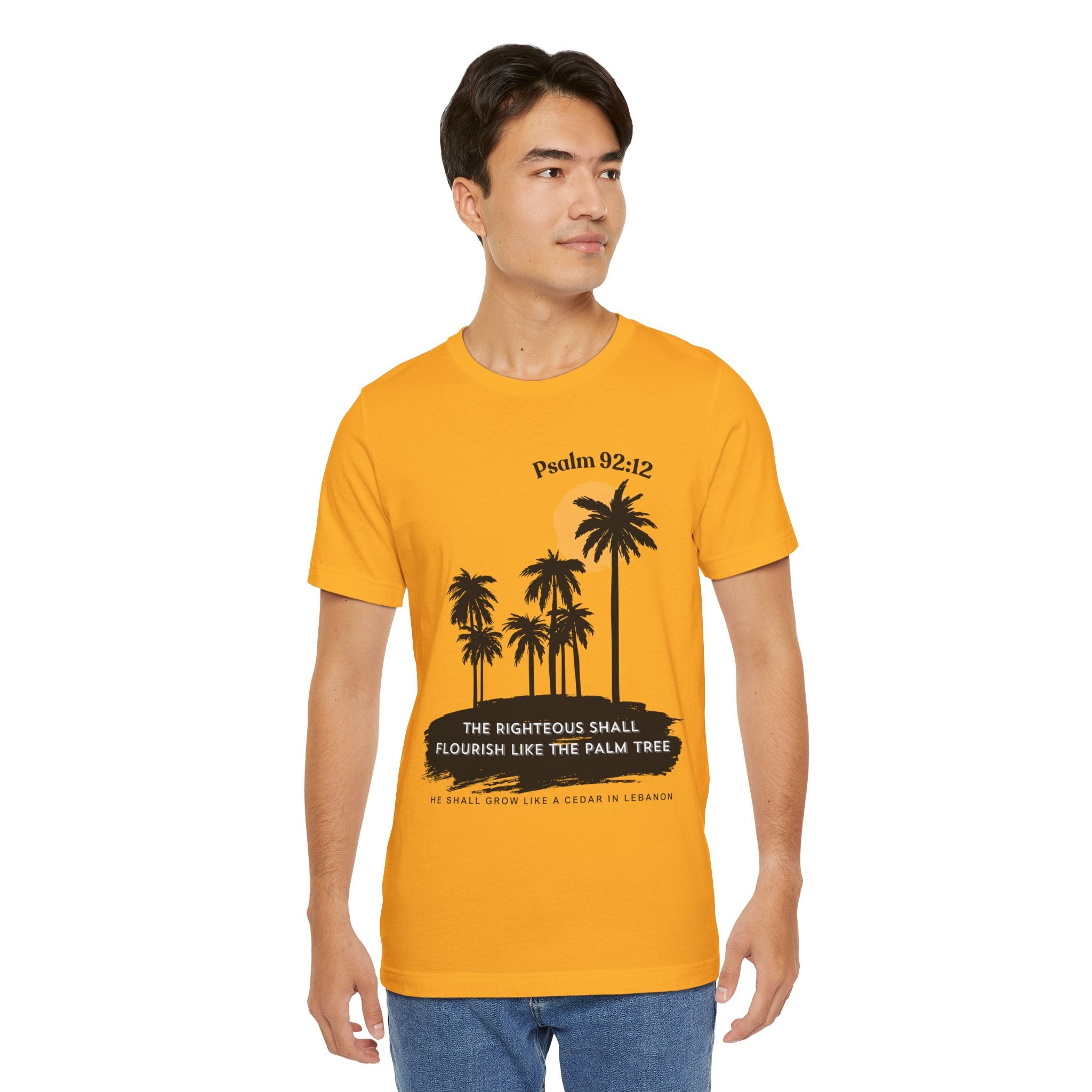 Psalm 92:12 Palm Tree Tee — "The Righteous Shall Flourish Like the Palm Tree" Christian T-Shirt