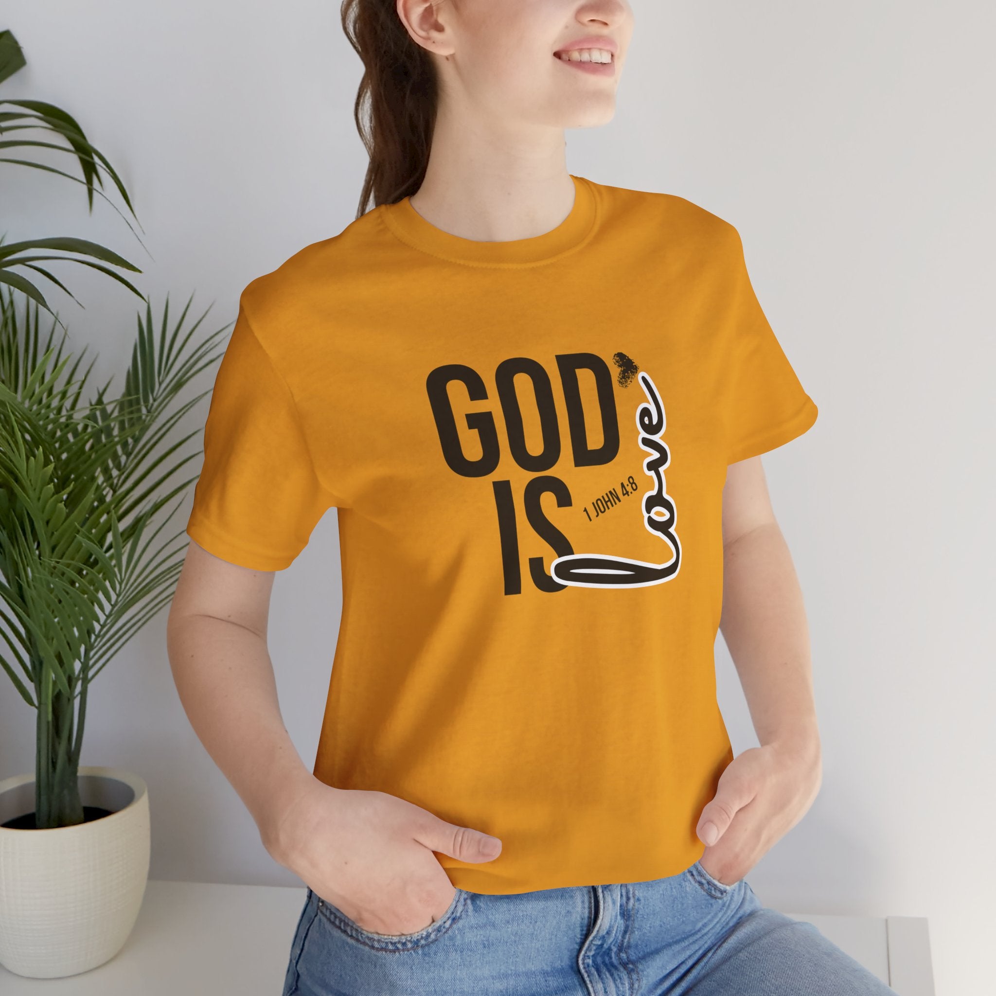 God Is Love T‑Shirt — Christian Faith Tee with Script Heart Design