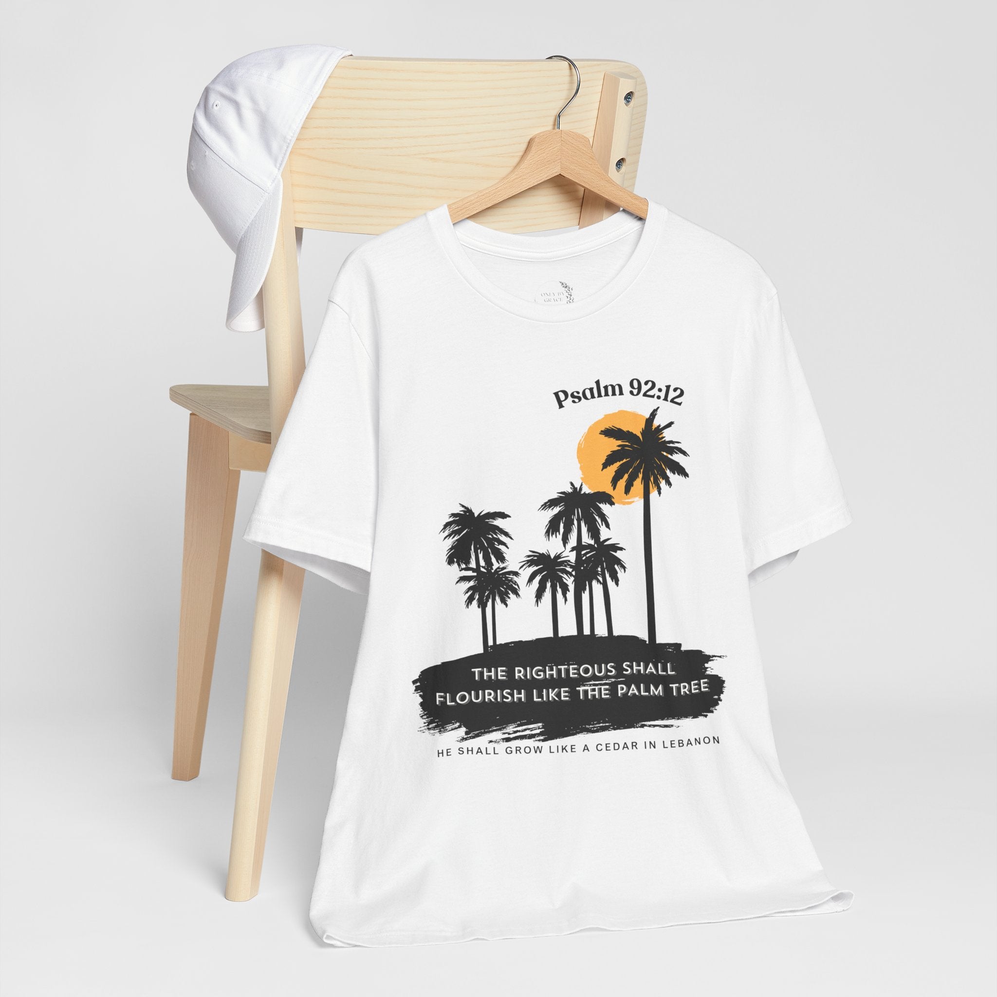 Psalm 92:12 Palm Tree Tee — "The Righteous Shall Flourish Like the Palm Tree" Christian T-Shirt