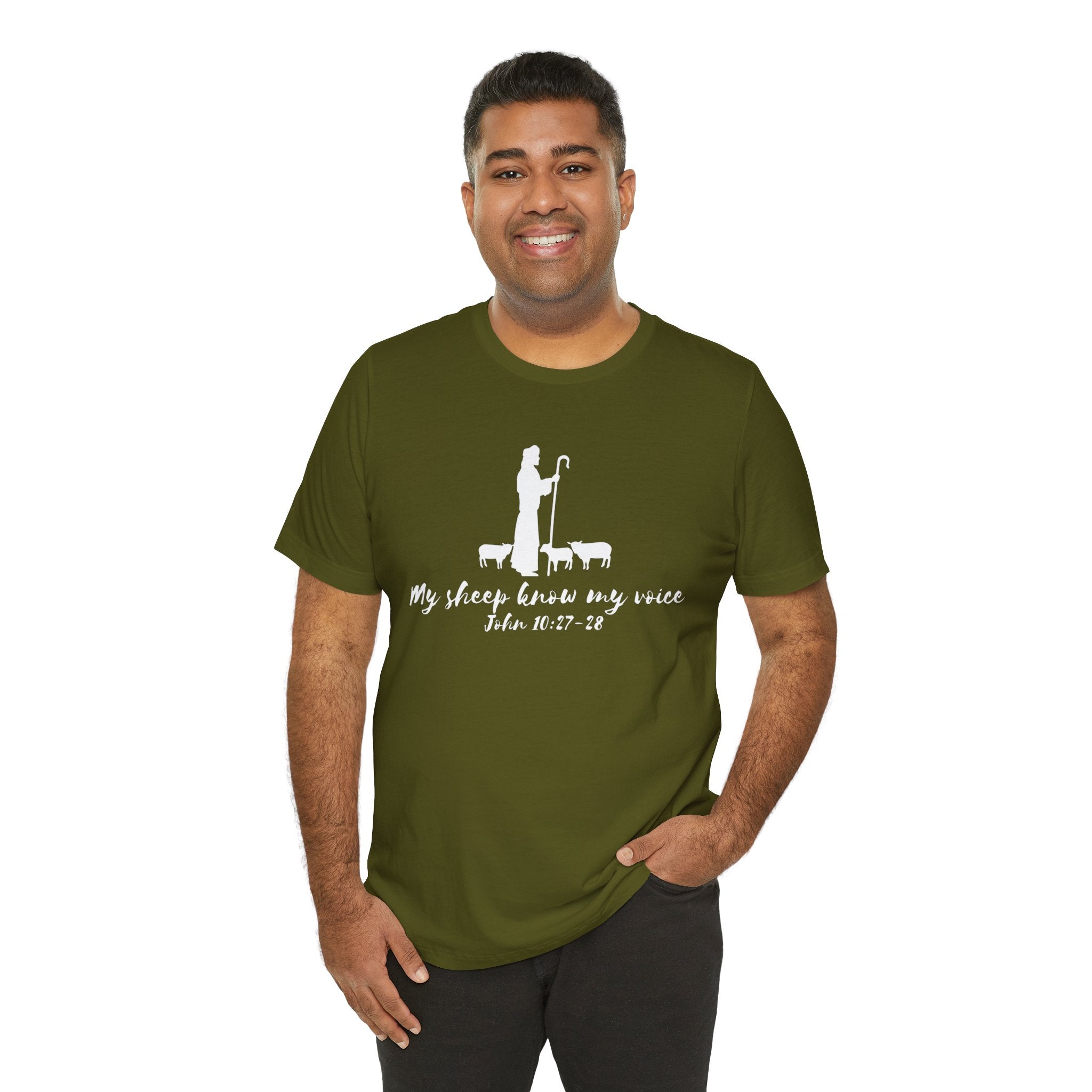 My Sheep Know My Voice shepherd silhouette T-Shirt | John 10:27 scripture
