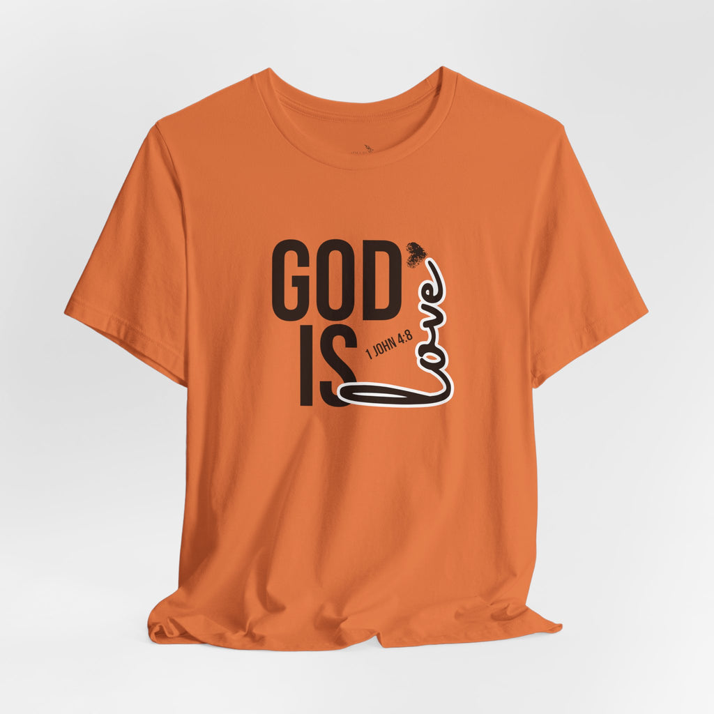 God Is Love T‑Shirt — Christian Faith Tee with Script Heart Design