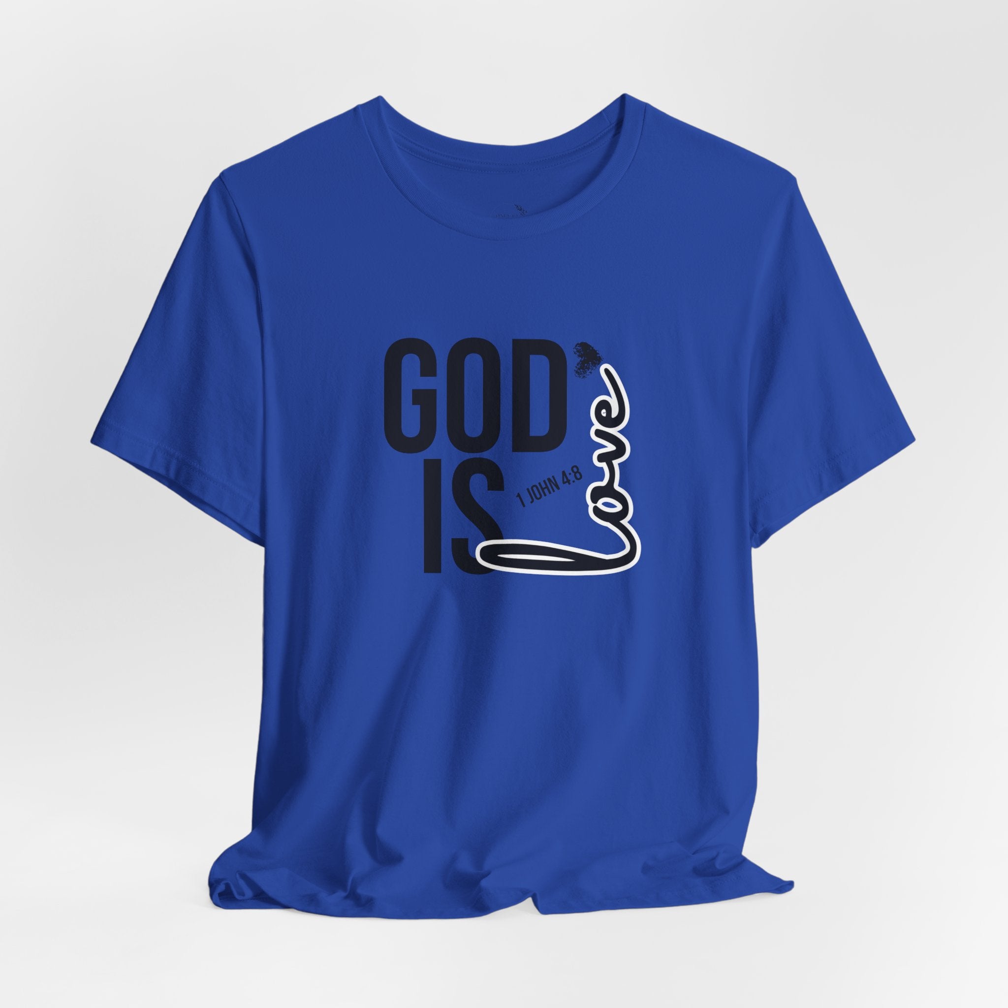 God Is Love T‑Shirt — Christian Faith Tee with Script Heart Design