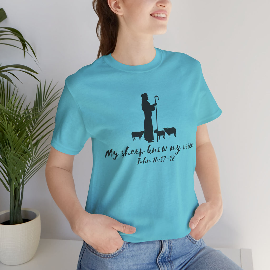 My Sheep Know My Voice shepherd silhouette T-Shirt | John 10:27 scripture