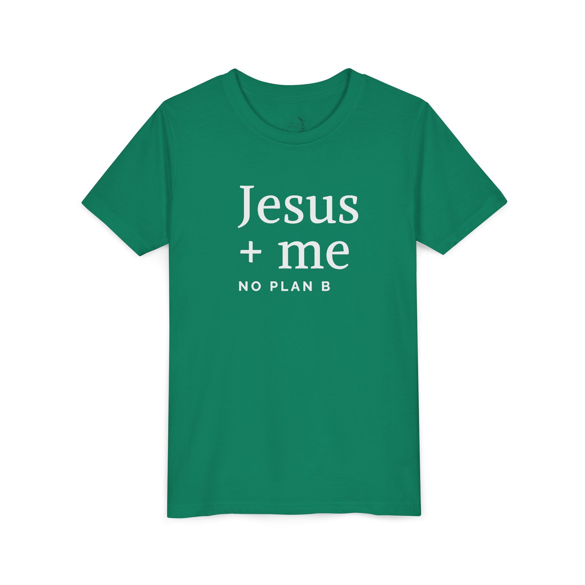 Kids Tee — "Jesus + Me No Plan B" Christian Graphic Shirt