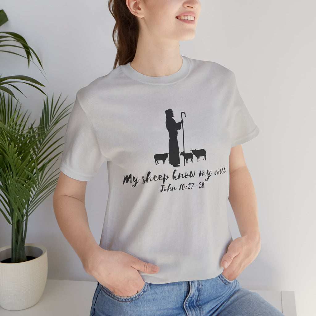 My Sheep Know My Voice shepherd silhouette T-Shirt | John 10:27 scripture