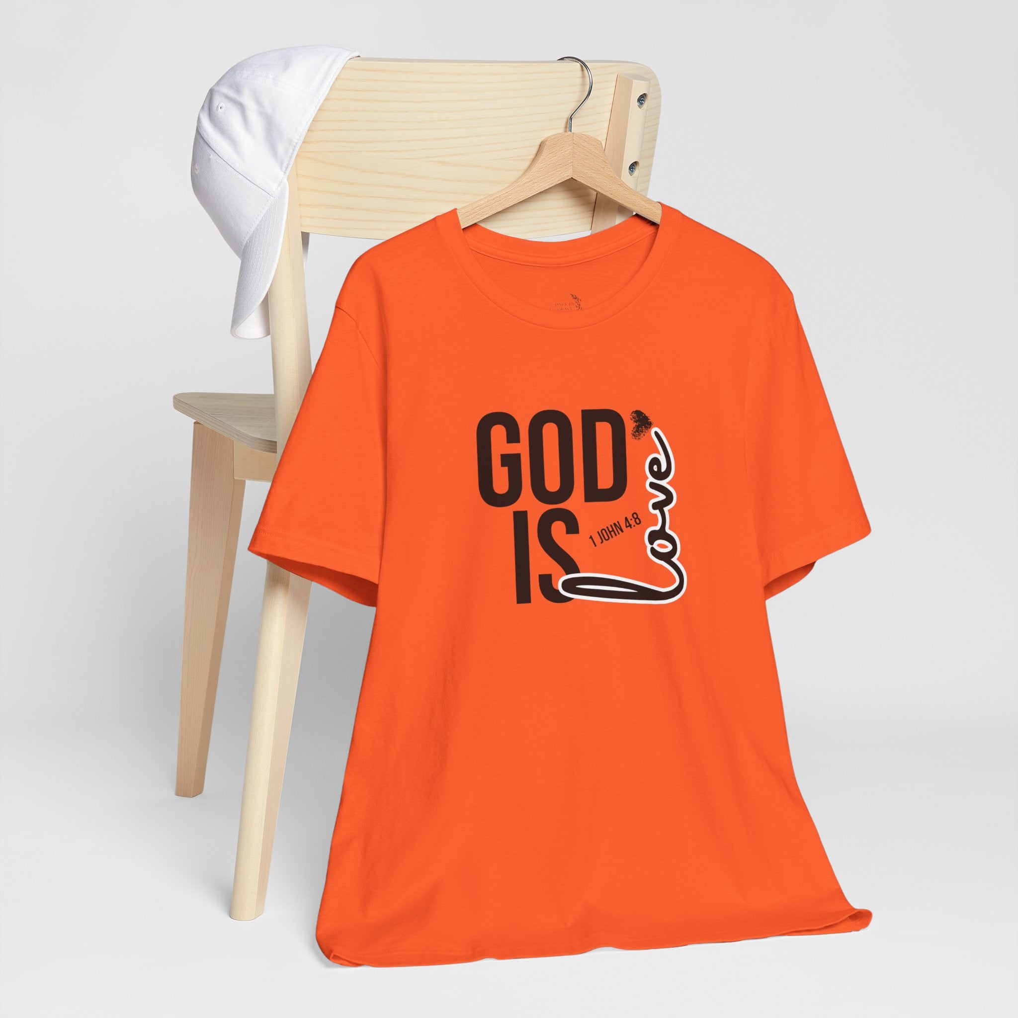 God Is Love T‑Shirt — Christian Faith Tee with Script Heart Design