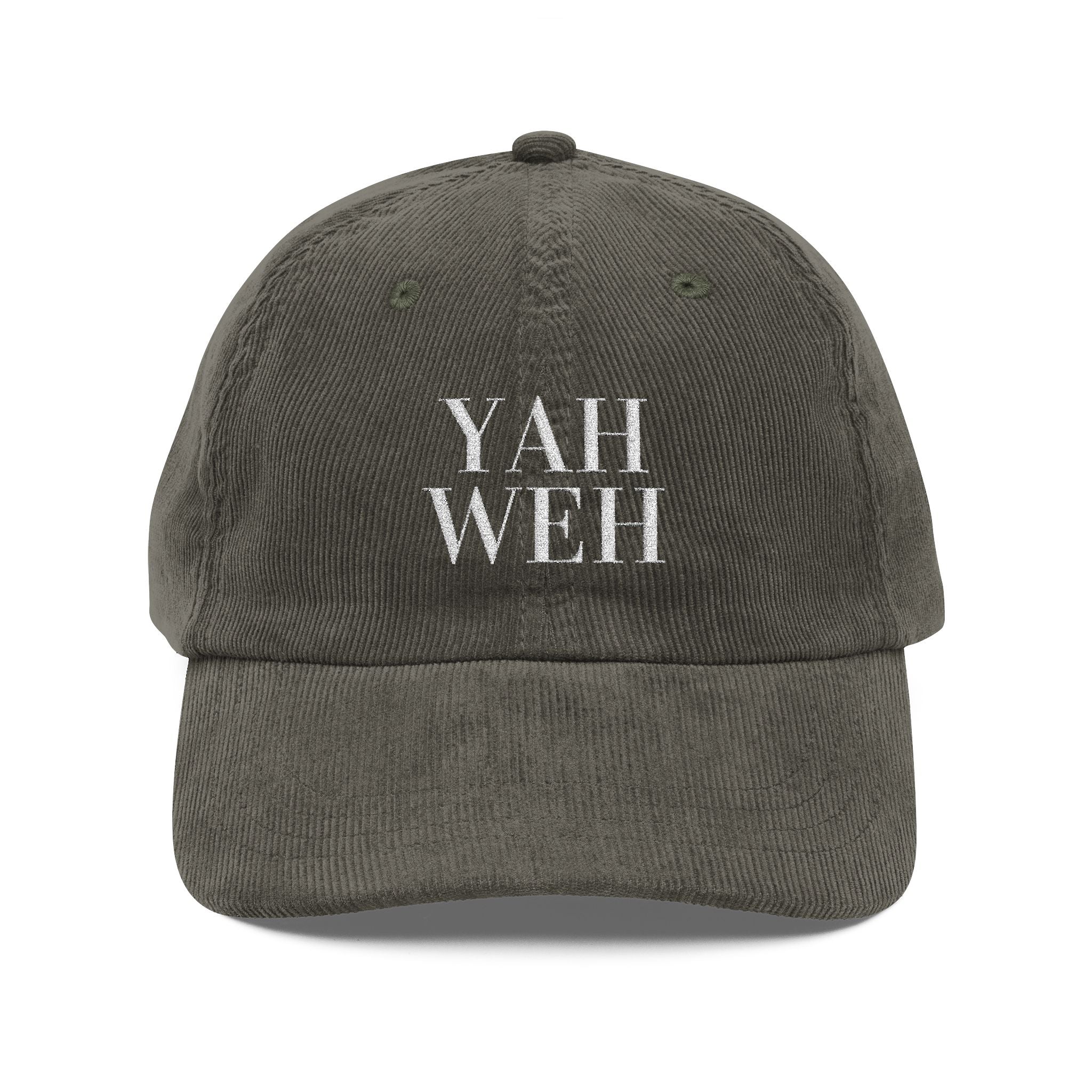 Yah Weh Embroidered Corduroy Cap — Vintage Red Baseball Hat