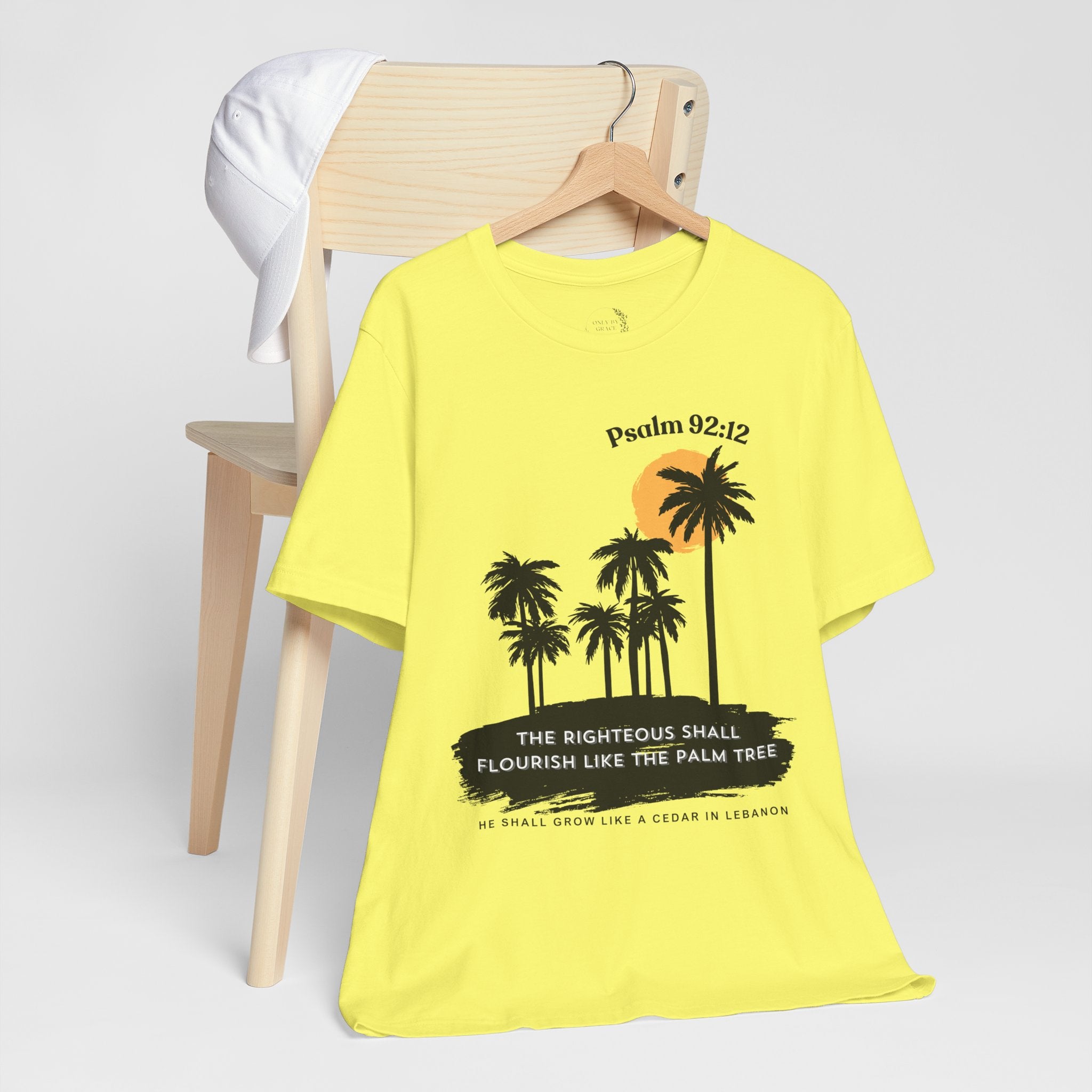 Psalm 92:12 Palm Tree Tee — "The Righteous Shall Flourish Like the Palm Tree" Christian T-Shirt