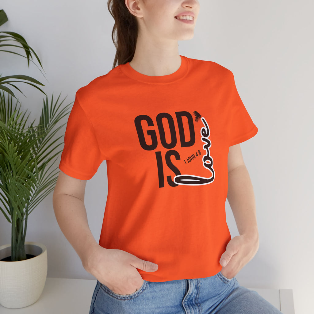 God Is Love T‑Shirt — Christian Faith Tee with Script Heart Design