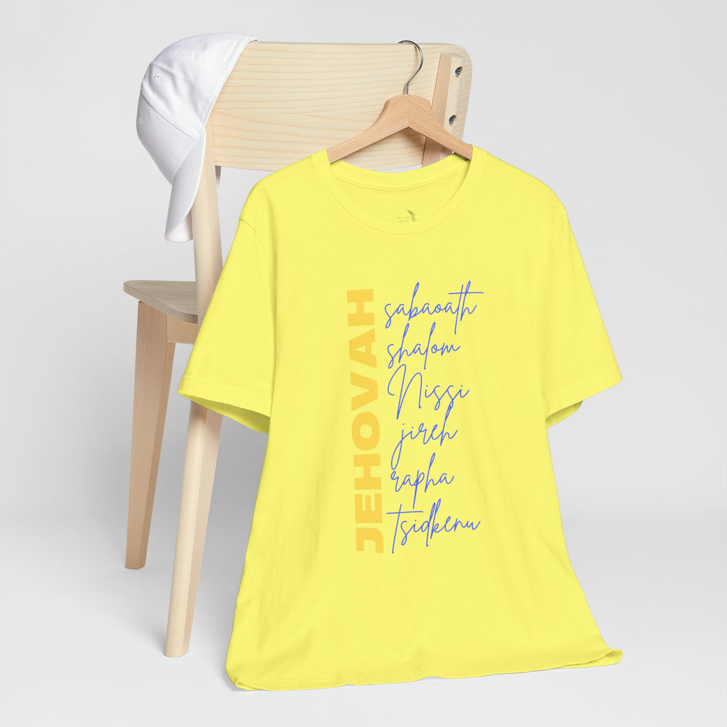 Jehovah Vertical Script T-Shirt | Faith Typography Christian Tee
