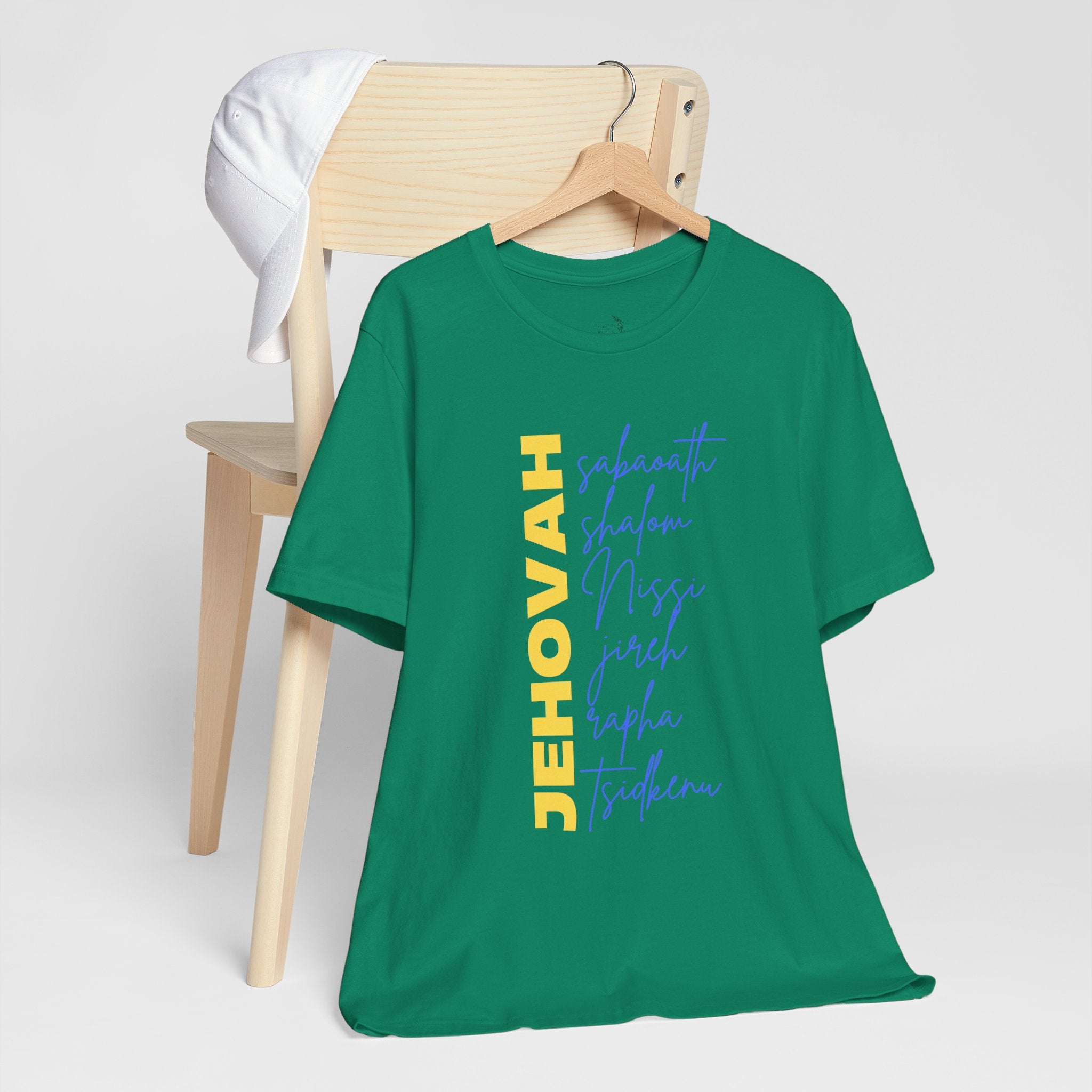 Jehovah Vertical Script T-Shirt | Faith Typography Christian Tee