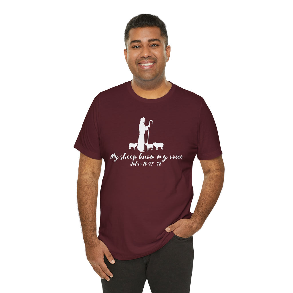 My Sheep Know My Voice shepherd silhouette T-Shirt | John 10:27 scripture