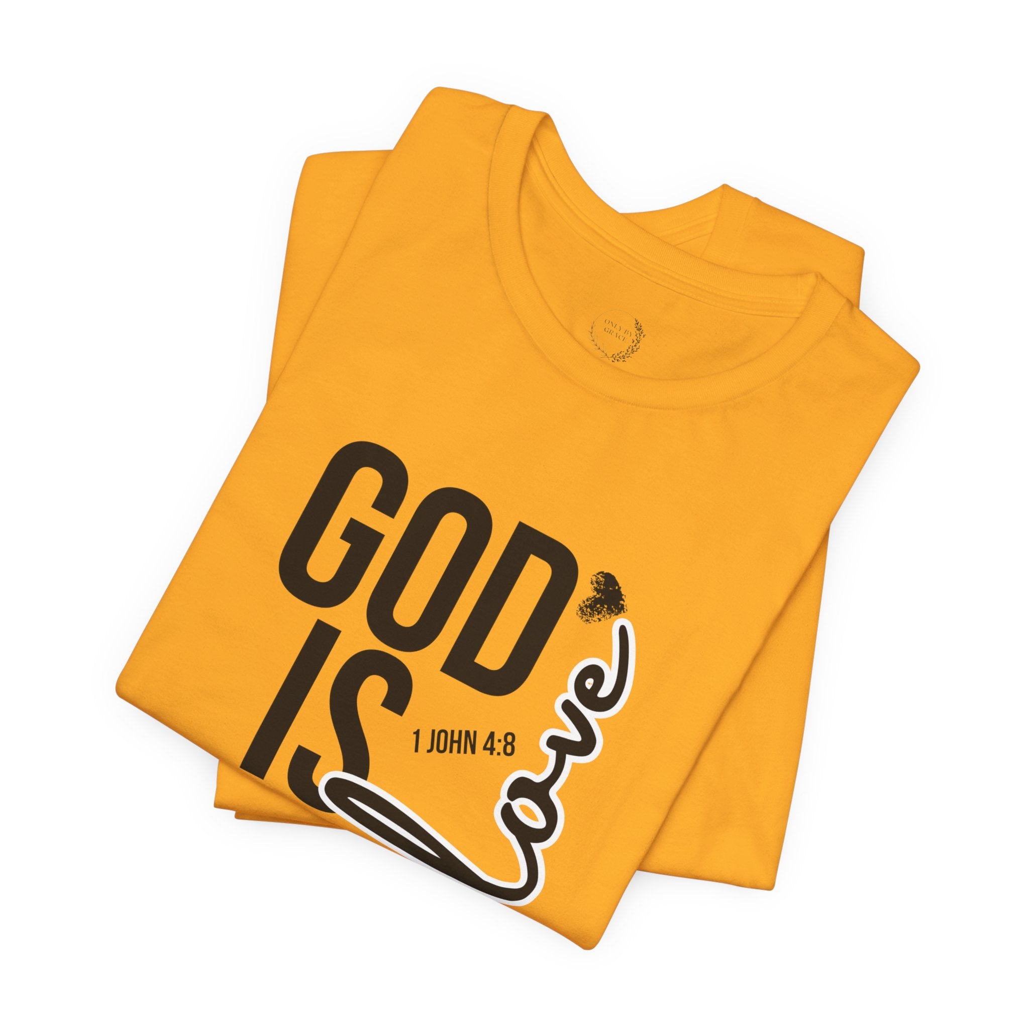 God Is Love T‑Shirt — Christian Faith Tee with Script Heart Design