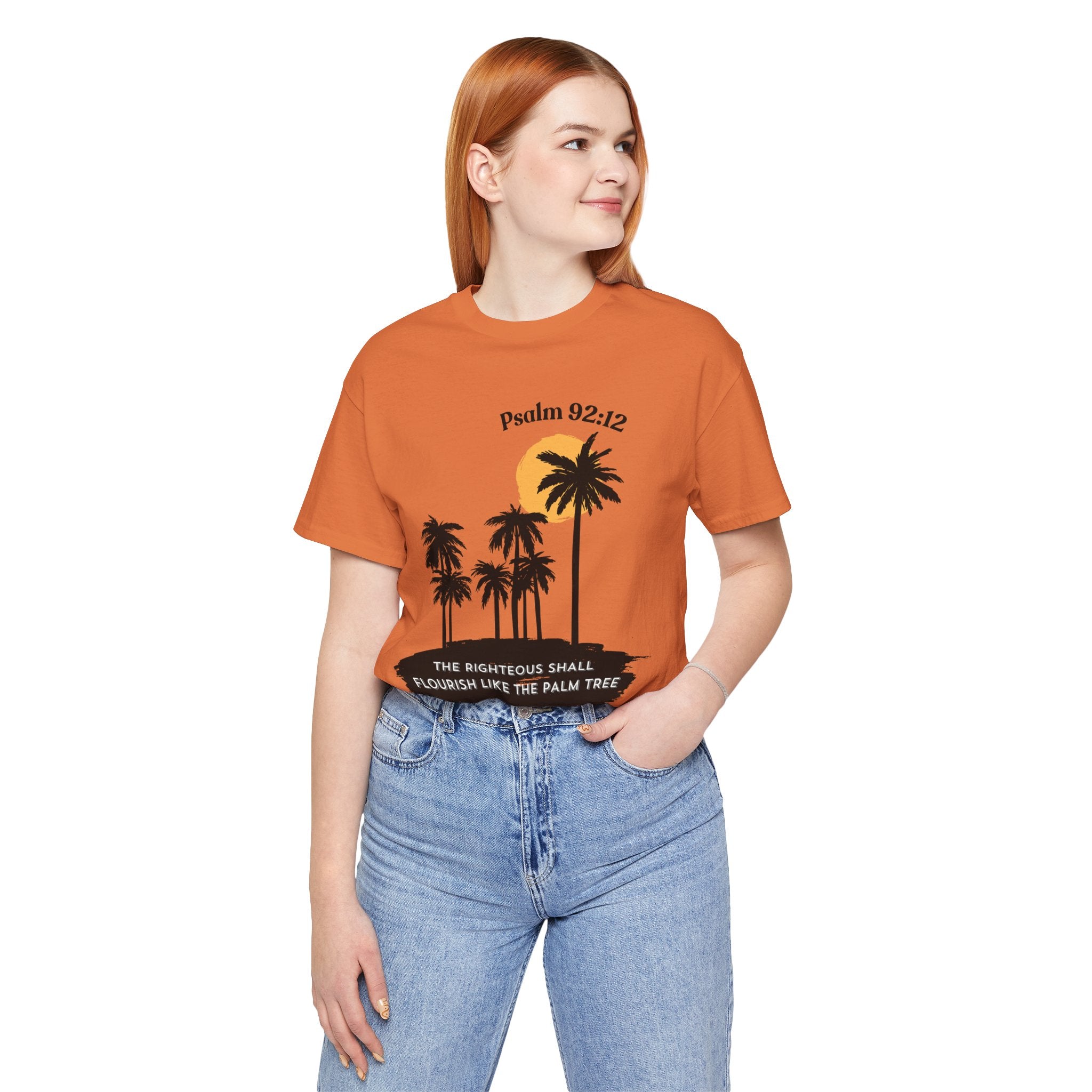 Psalm 92:12 Palm Tree Tee — "The Righteous Shall Flourish Like the Palm Tree" Christian T-Shirt