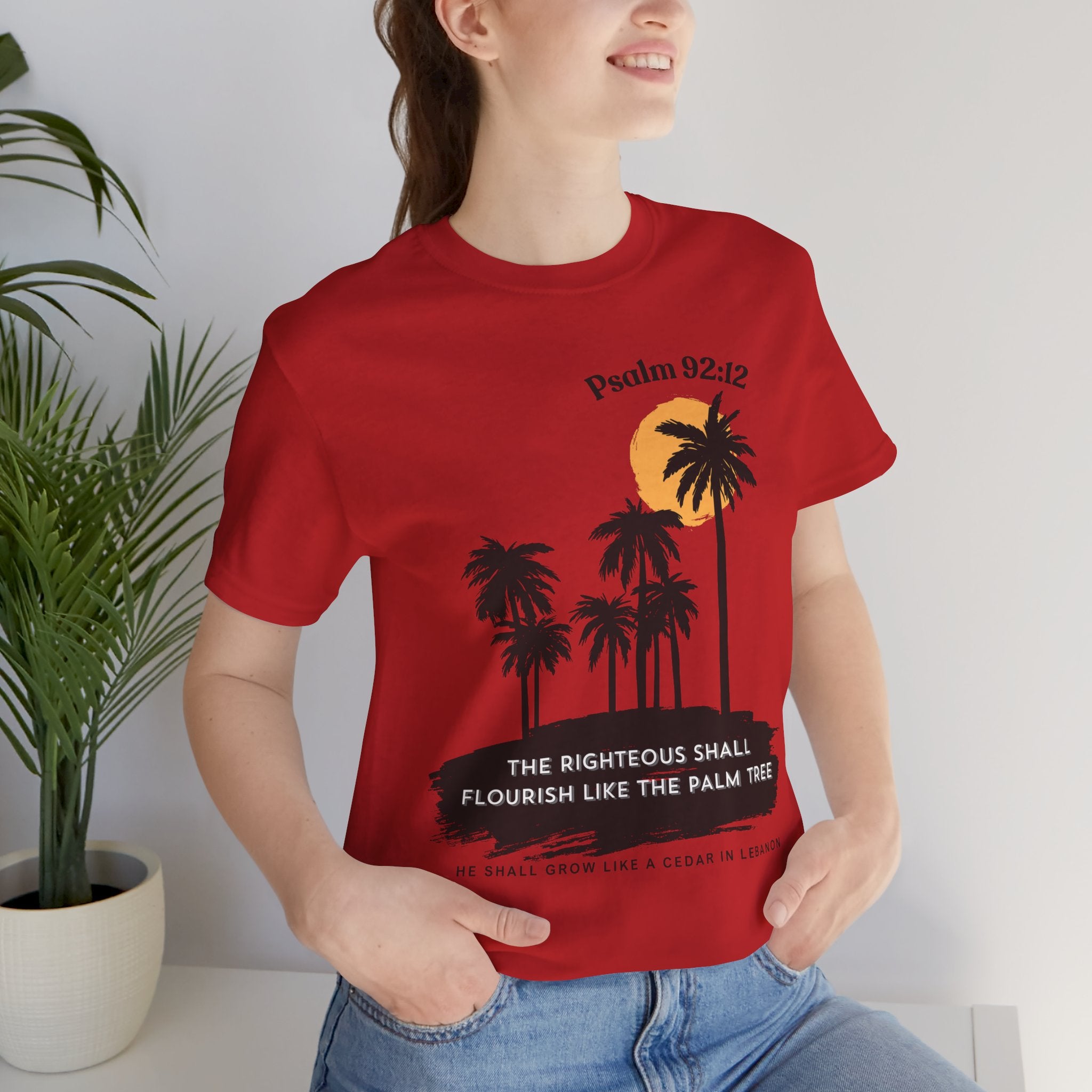 Psalm 92:12 Palm Tree Tee — "The Righteous Shall Flourish Like the Palm Tree" Christian T-Shirt