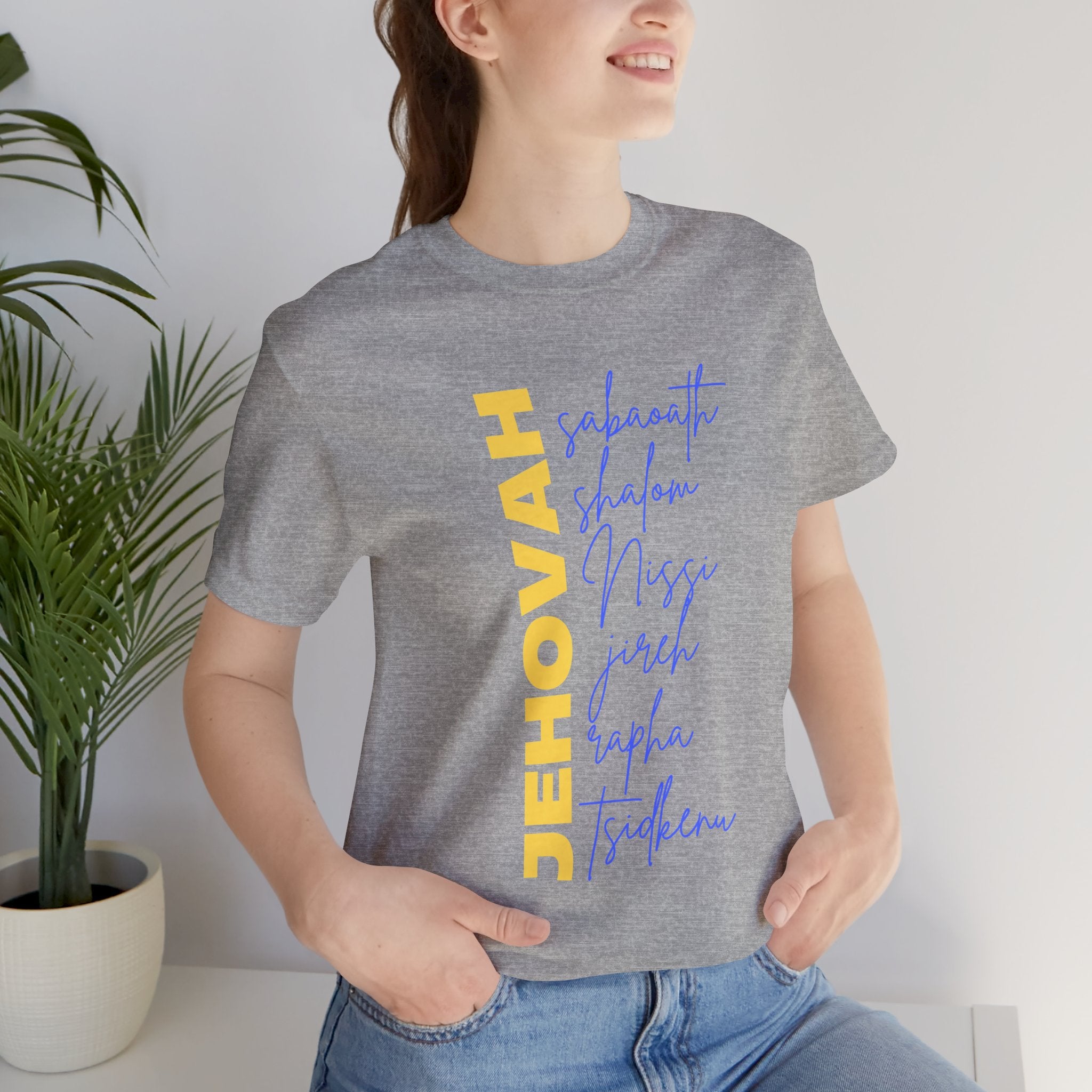 Jehovah Vertical Script T-Shirt | Faith Typography Christian Tee