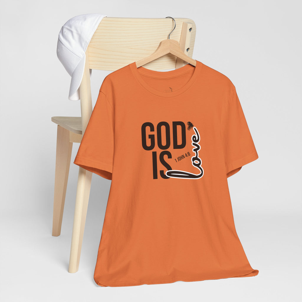God Is Love T‑Shirt — Christian Faith Tee with Script Heart Design