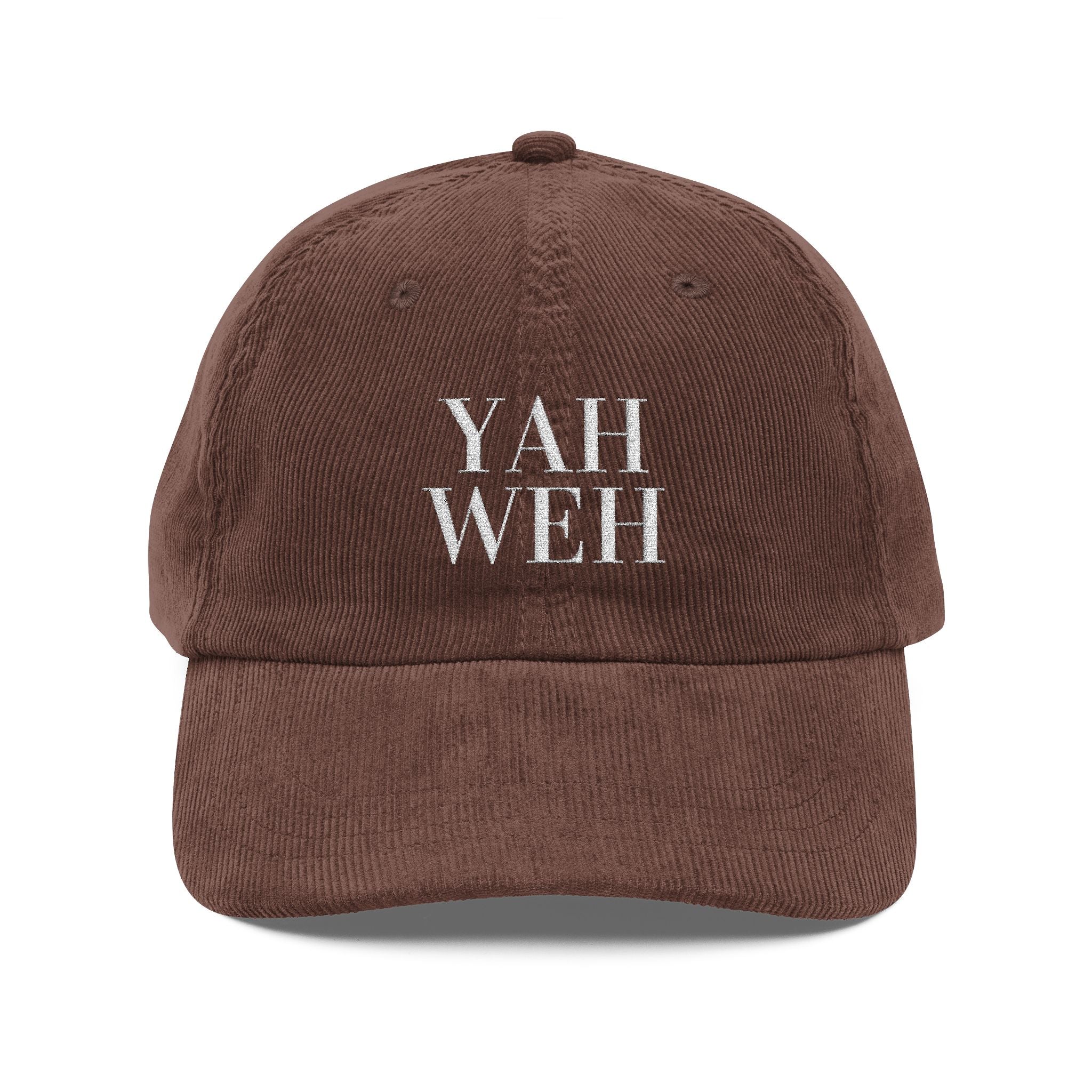Yah Weh Embroidered Corduroy Cap — Vintage Red Baseball Hat