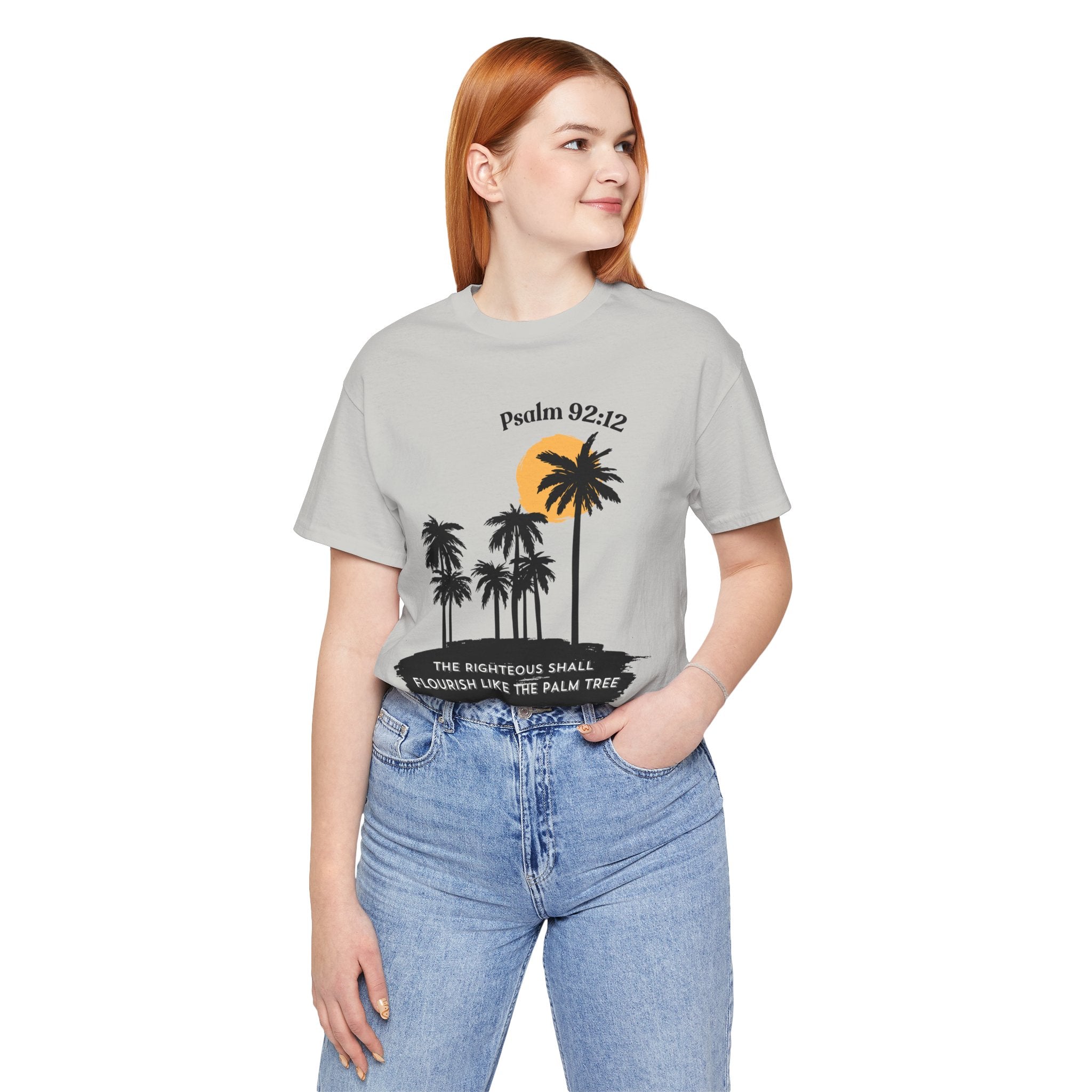 Psalm 92:12 Palm Tree Tee — "The Righteous Shall Flourish Like the Palm Tree" Christian T-Shirt