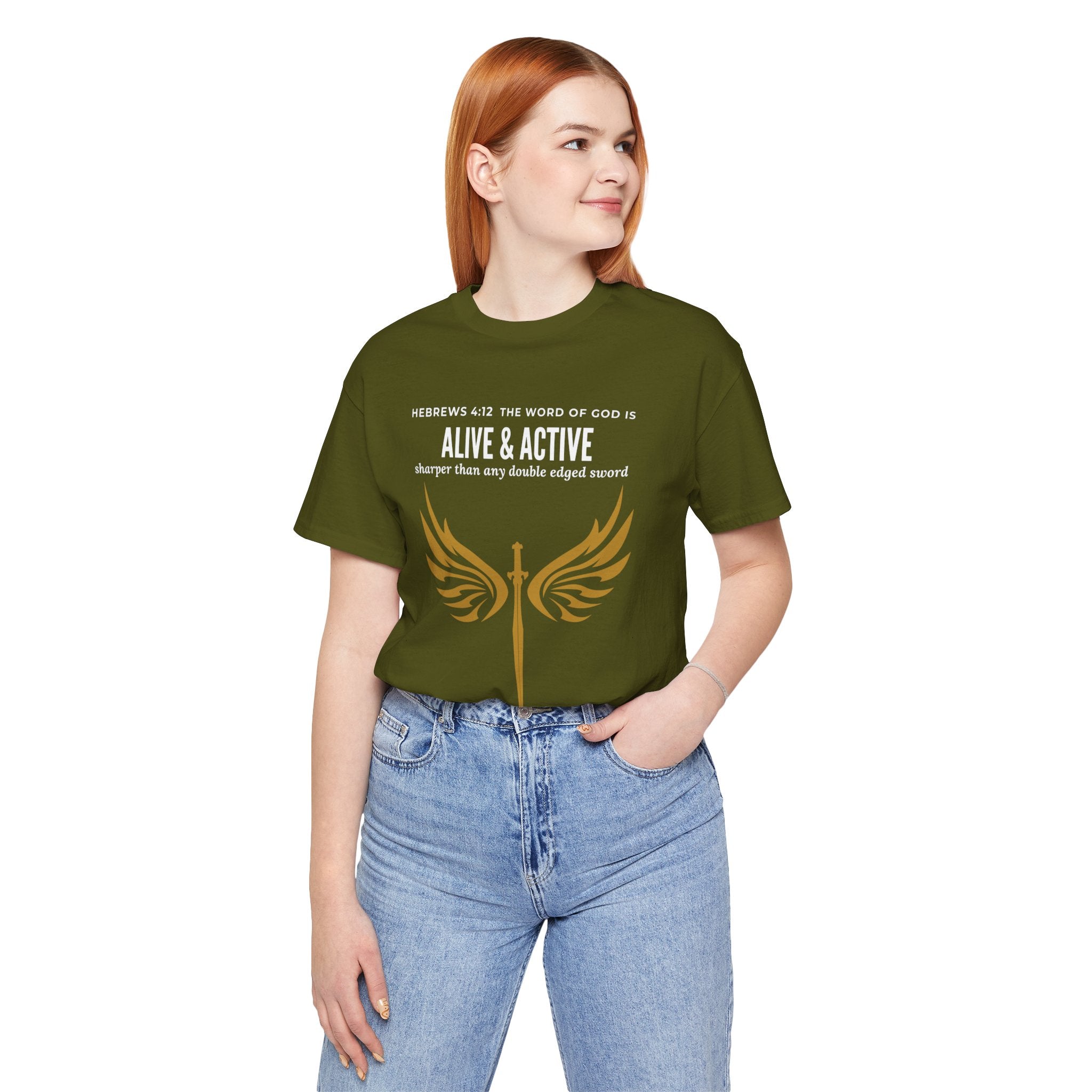 Alive & Active sword wings T-Shirt | Hebrews 4:12 scripture design