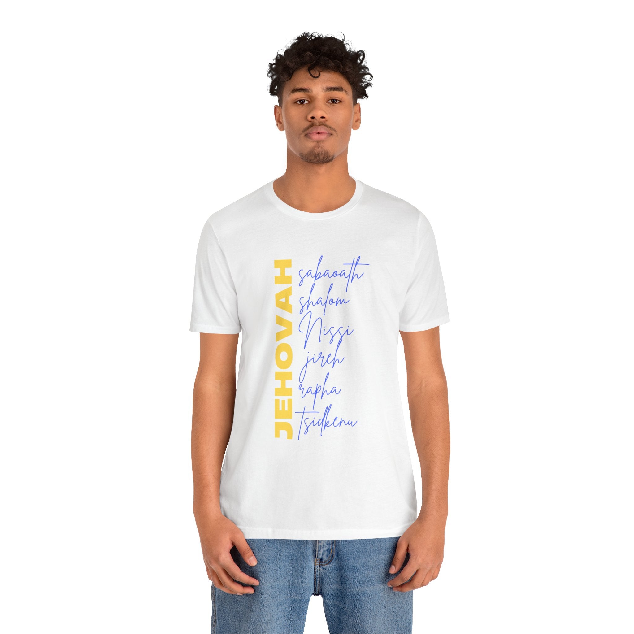 Jehovah Vertical Script T-Shirt | Faith Typography Christian Tee
