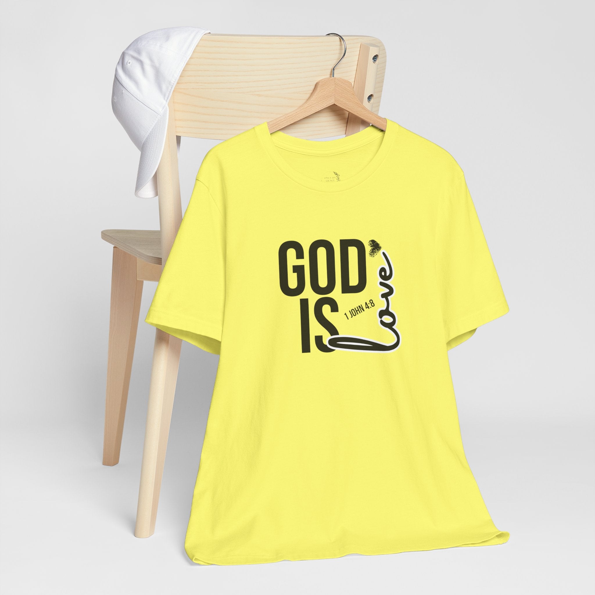 God Is Love T‑Shirt — Christian Faith Tee with Script Heart Design