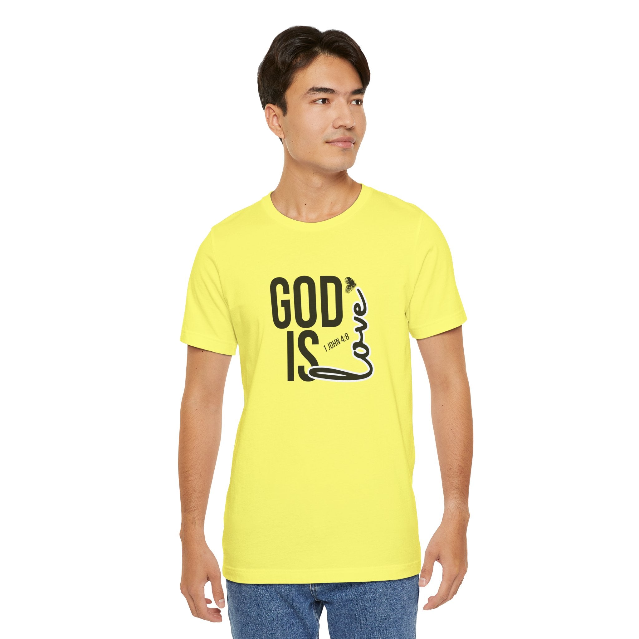 God Is Love T‑Shirt — Christian Faith Tee with Script Heart Design