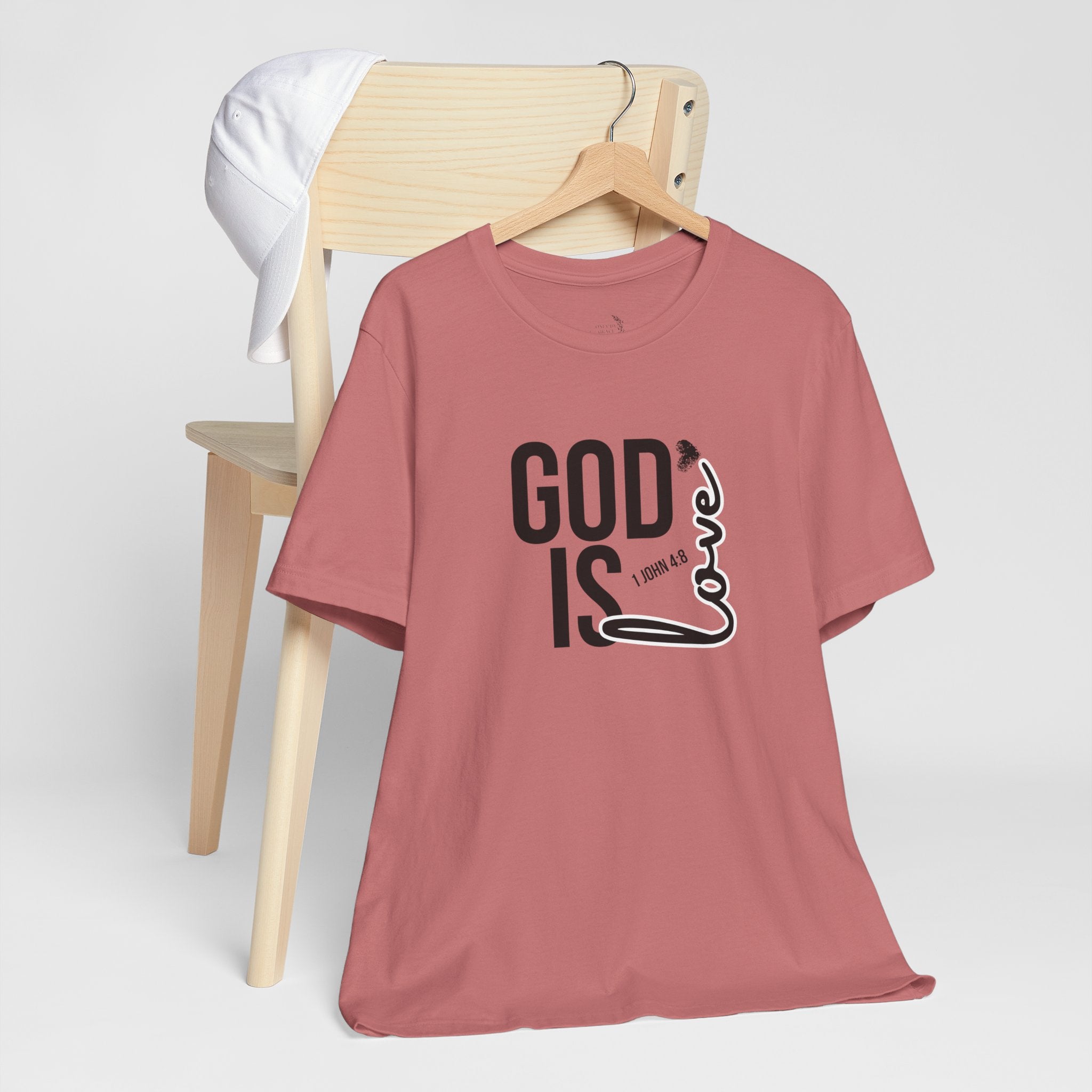God Is Love T‑Shirt — Christian Faith Tee with Script Heart Design