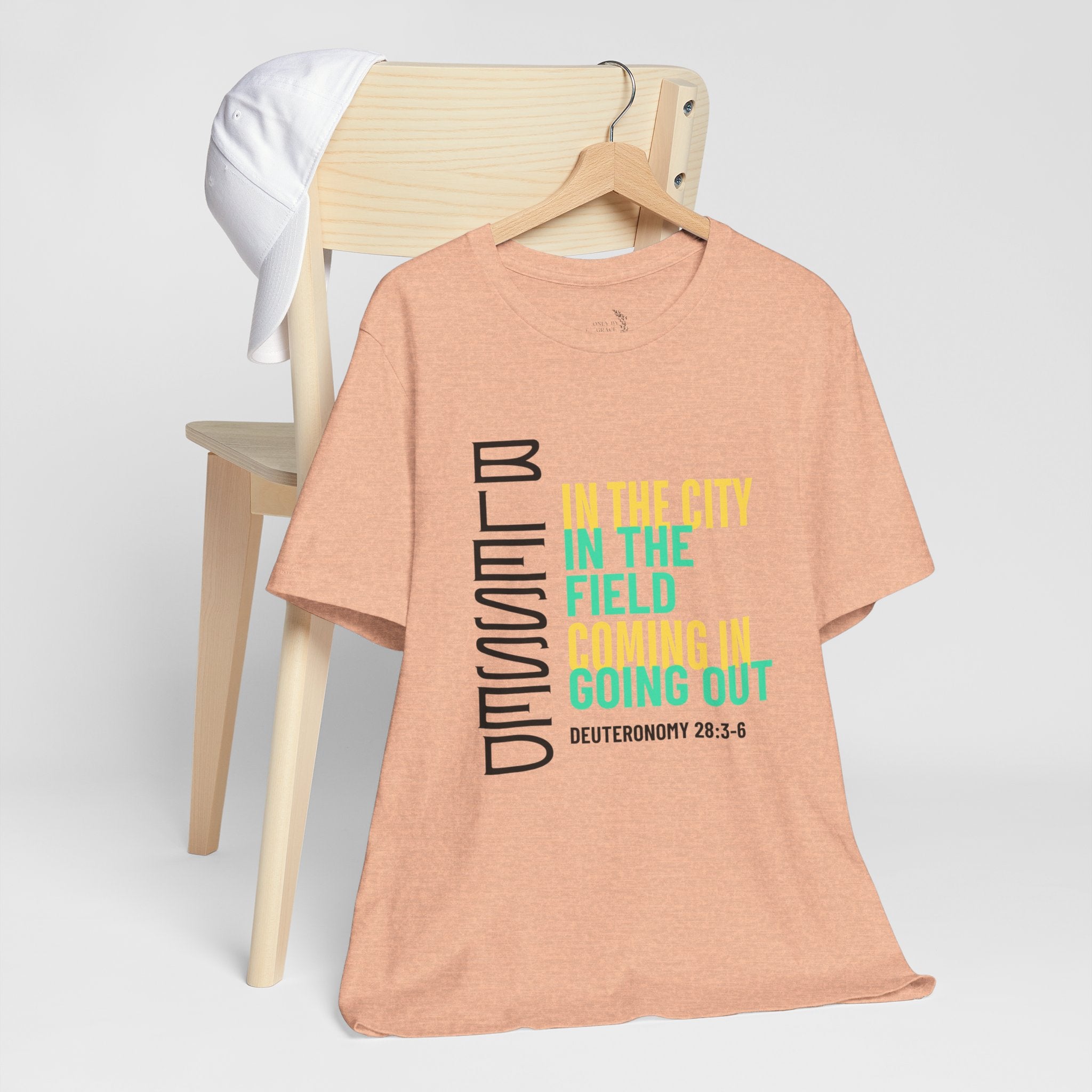 Blessed vertical text T-Shirt | In the city, in the field, coming in, going out
