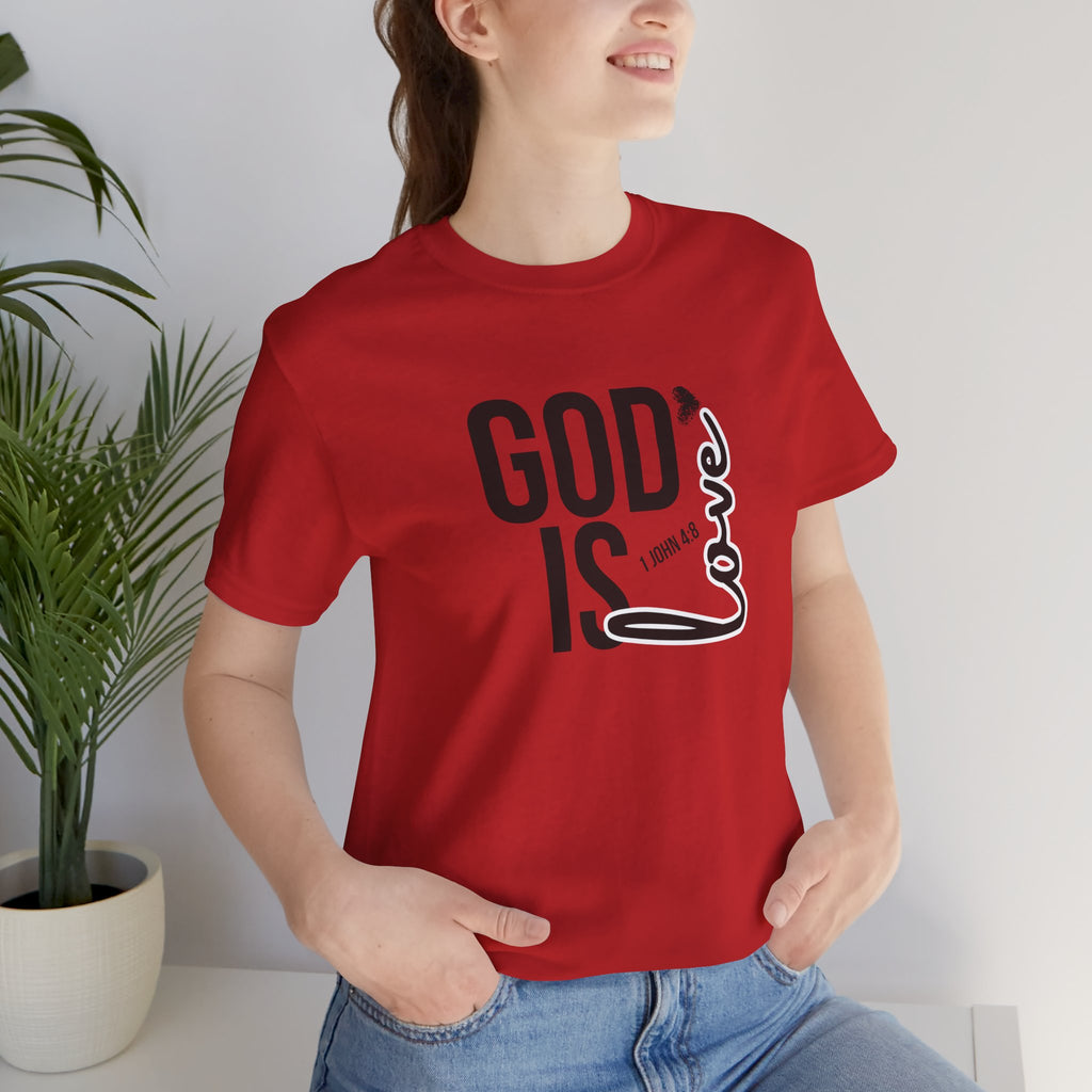 God Is Love T‑Shirt — Christian Faith Tee with Script Heart Design