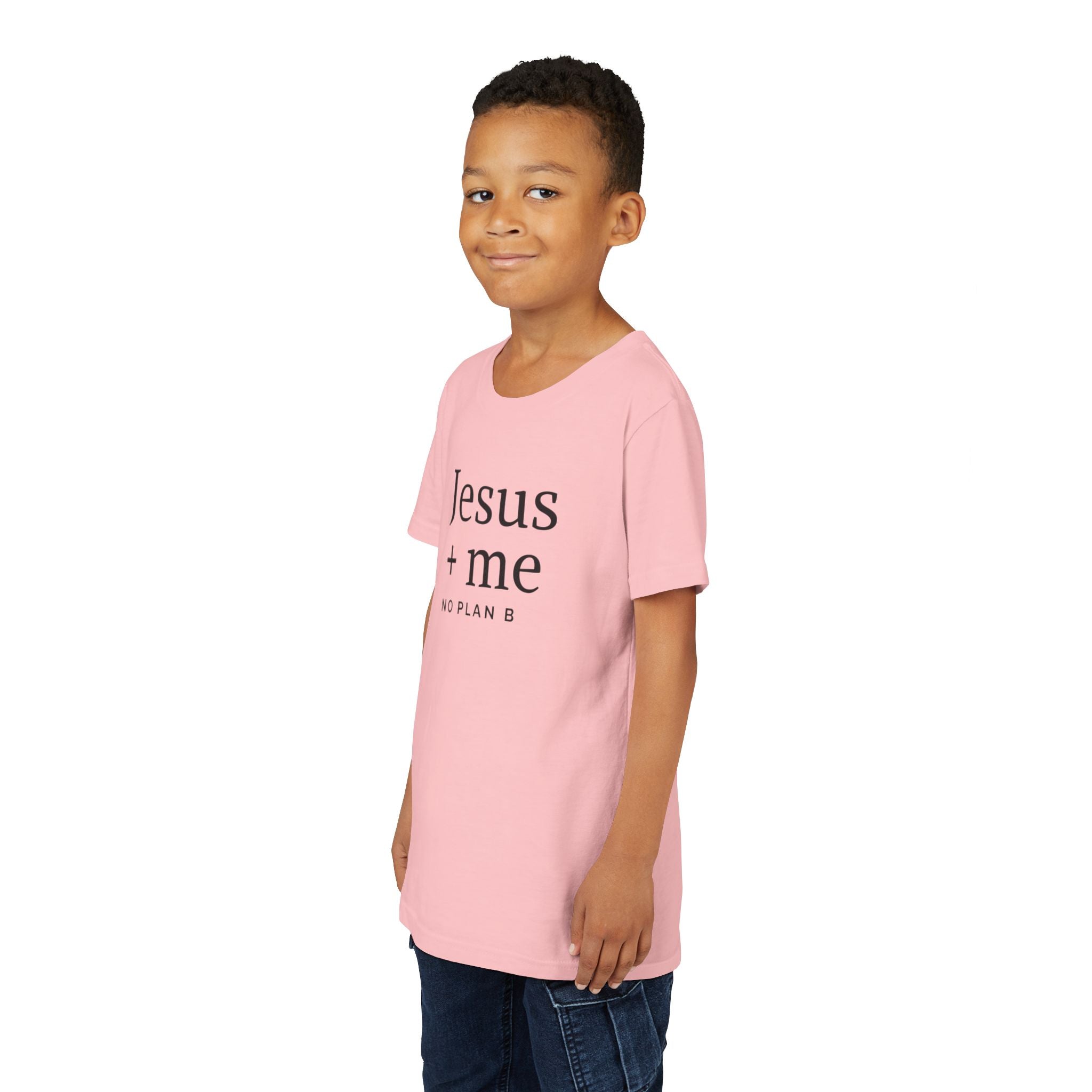 Kids Tee — "Jesus + Me No Plan B" Christian Graphic Shirt
