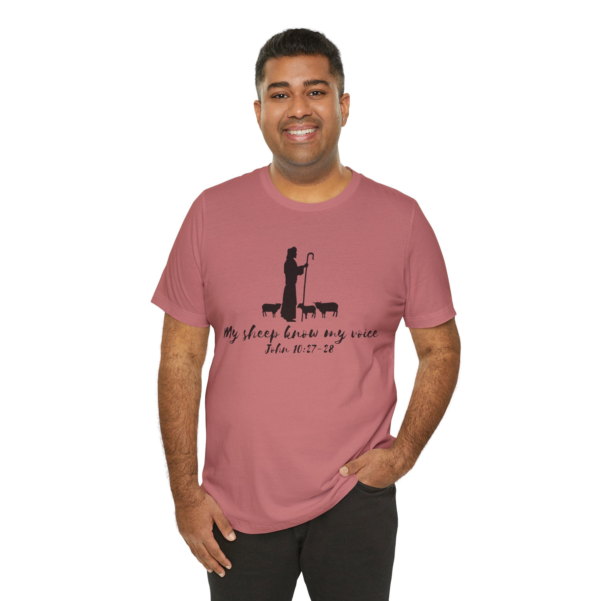 My Sheep Know My Voice shepherd silhouette T-Shirt | John 10:27 scripture