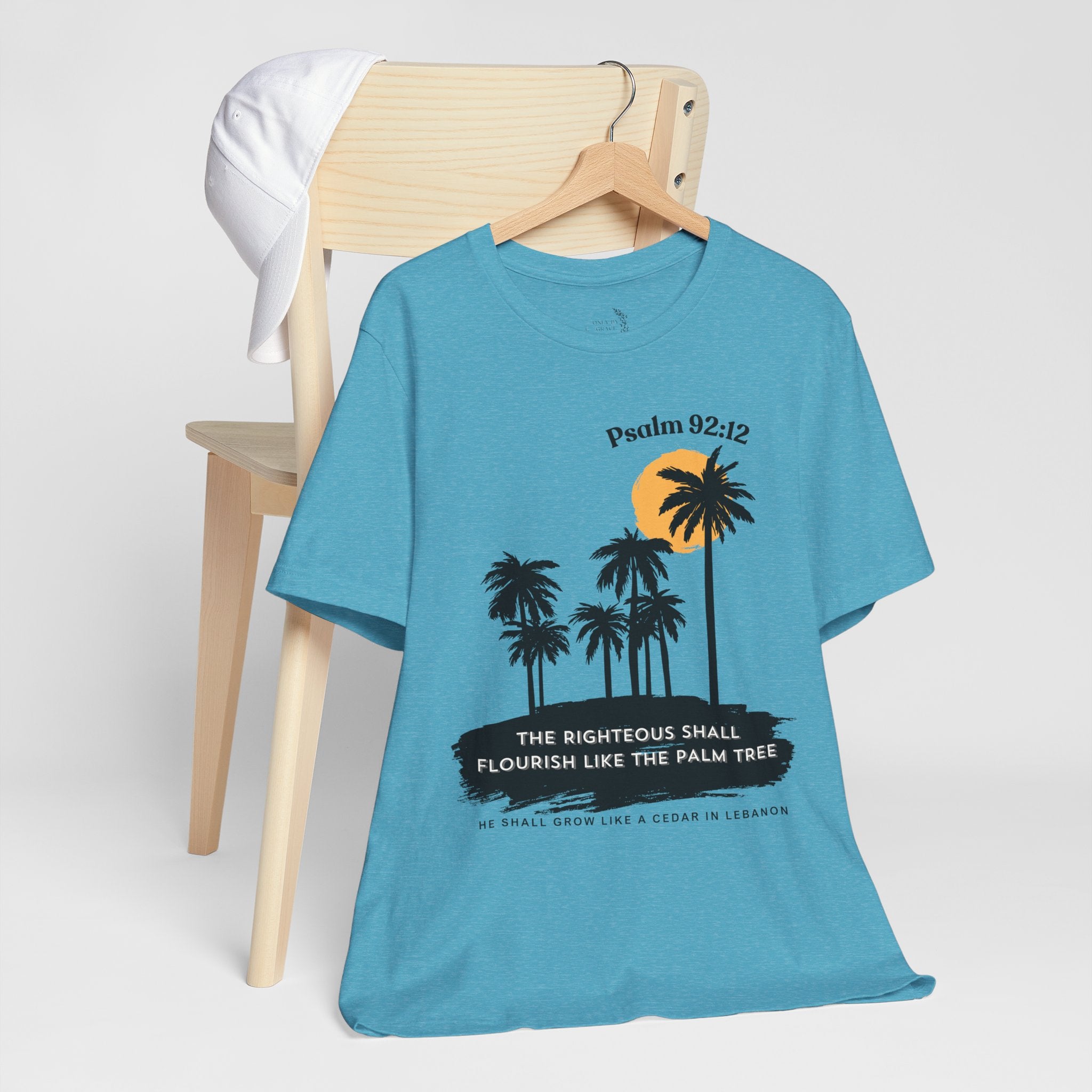 Psalm 92:12 Palm Tree Tee — "The Righteous Shall Flourish Like the Palm Tree" Christian T-Shirt