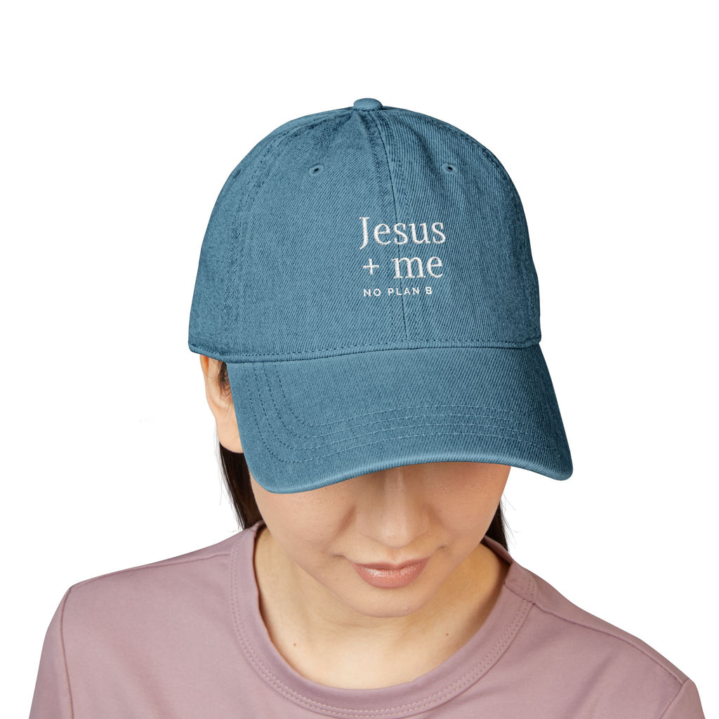 Embroidered Black Hat — "Jesus + Me No Plan B" Christian Baseball Cap