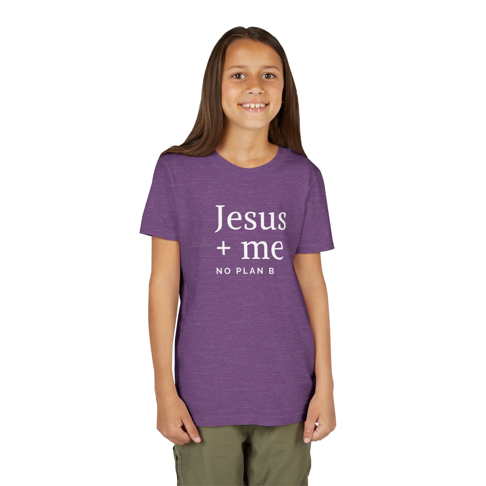 Kids Tee — "Jesus + Me No Plan B" Christian Graphic Shirt