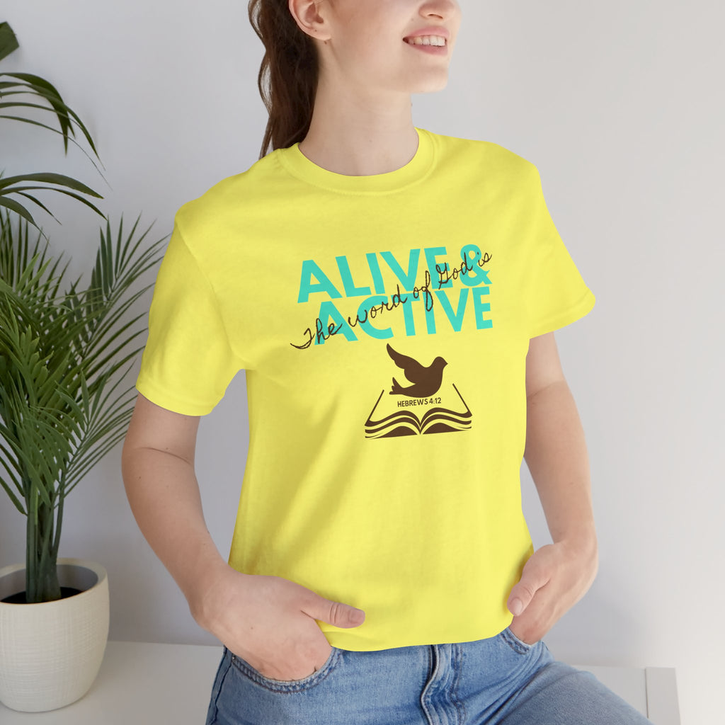Alive & Active sword wings T-Shirt | Hebrews 4:12 scripture design
