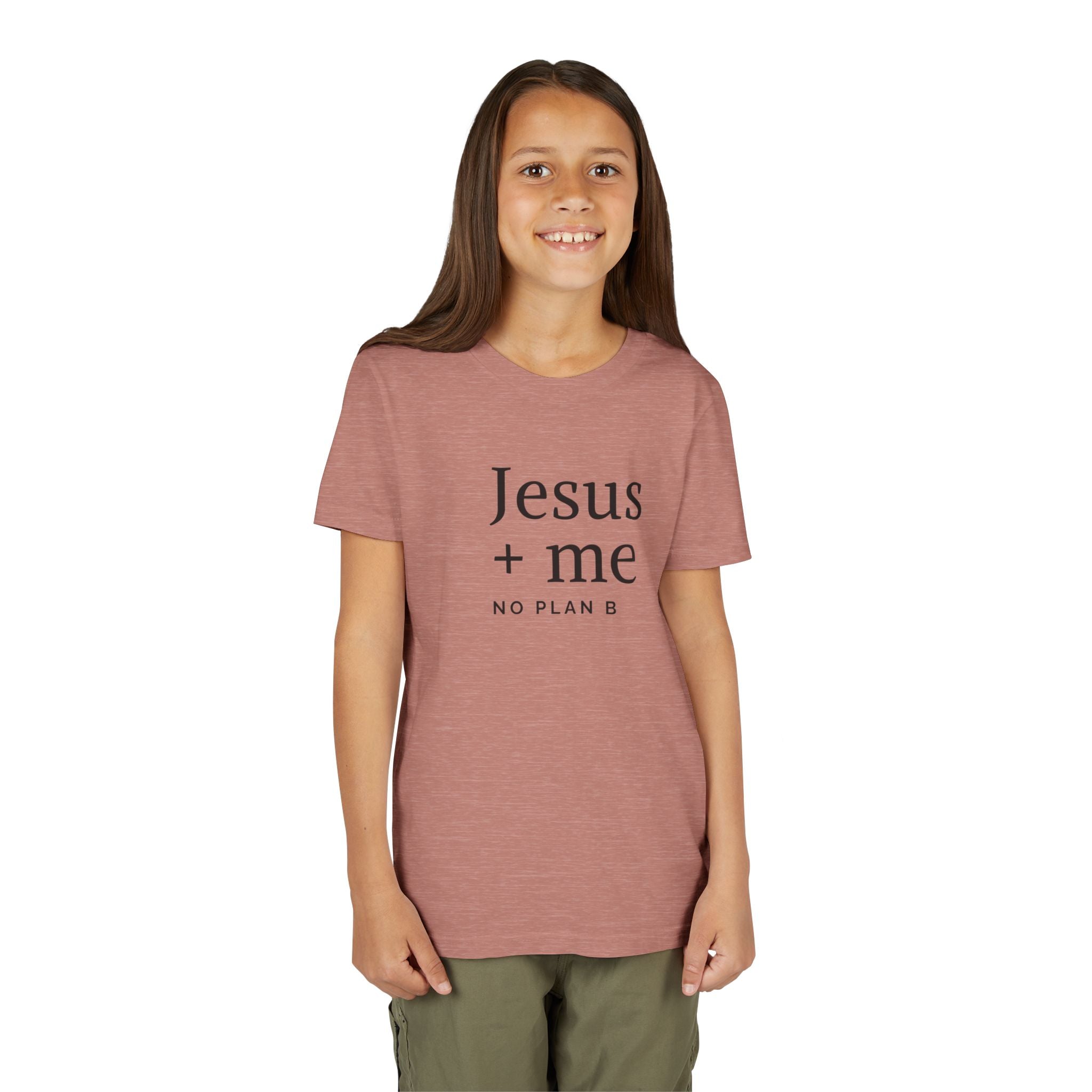 Kids Tee — "Jesus + Me No Plan B" Christian Graphic Shirt