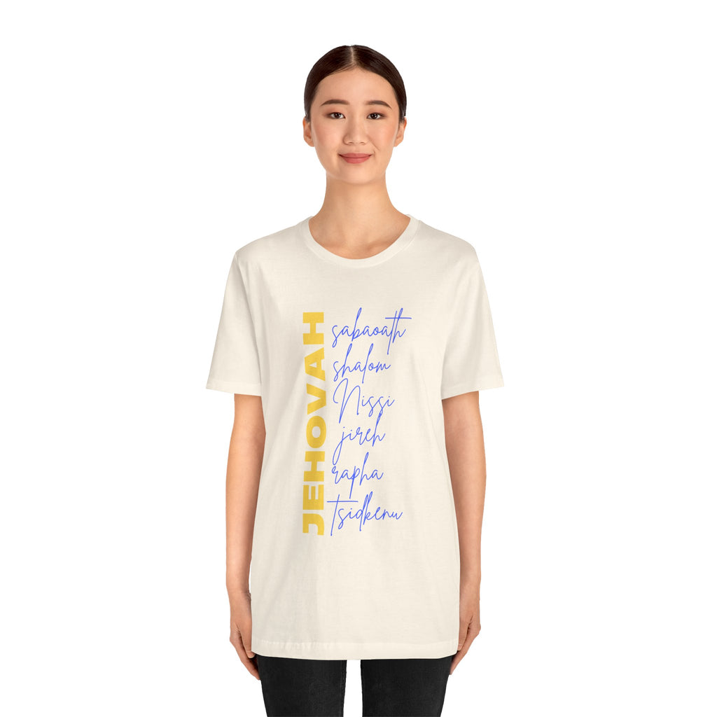 Jehovah Vertical Script T-Shirt | Faith Typography Christian Tee